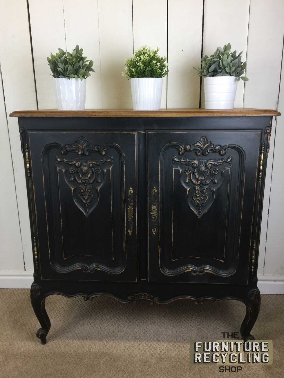 Belgian Elegant Cupboard, Small Sideboard Buffet, Black Painted Chic In Iron Pine Sideboards (Photo 28 of 30)
