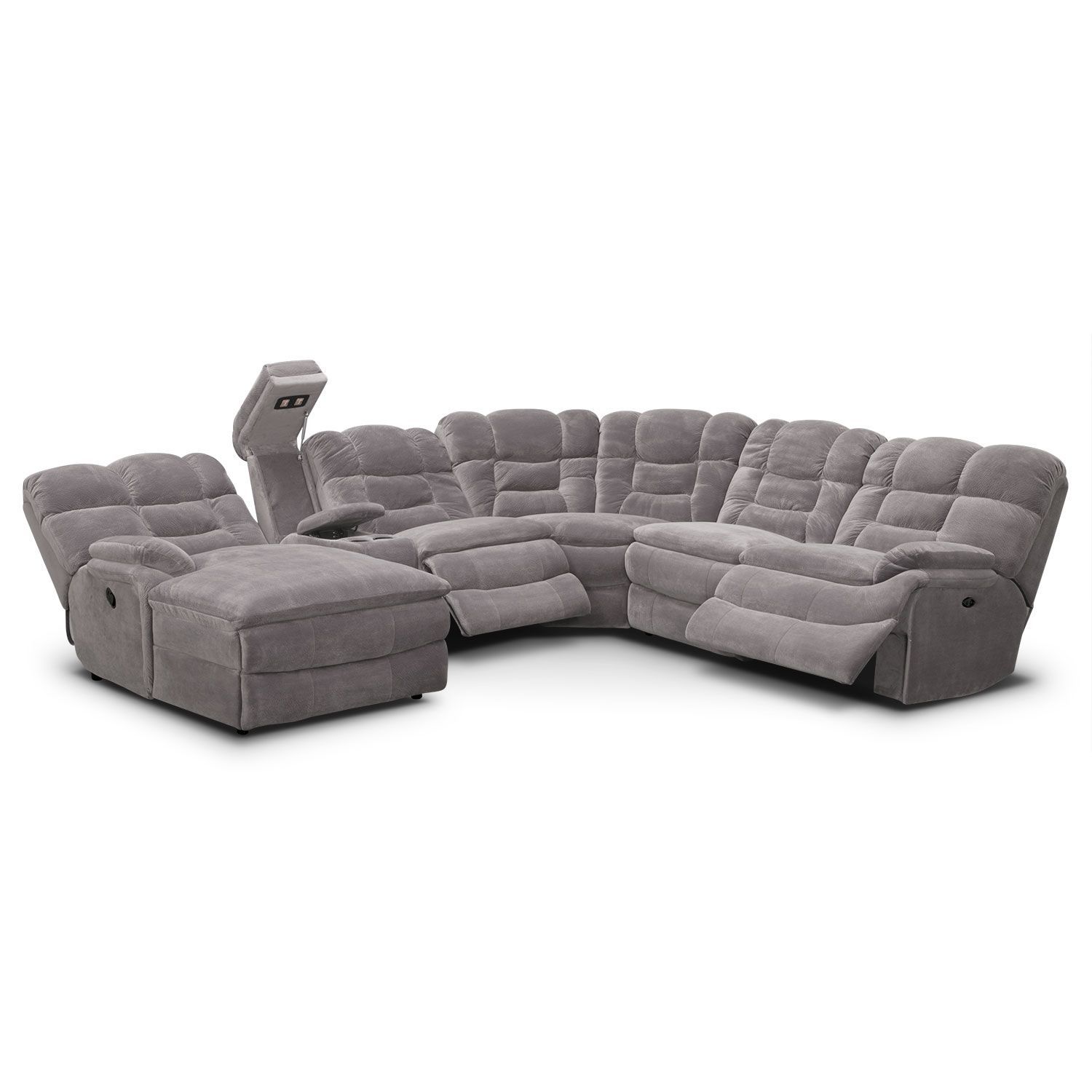Big Softie 6 Piece Power Reclining Sectional With Left Facing Chaise Within Marcus Grey 6 Piece Sectionals With  Power Headrest & Usb (View 9 of 30)