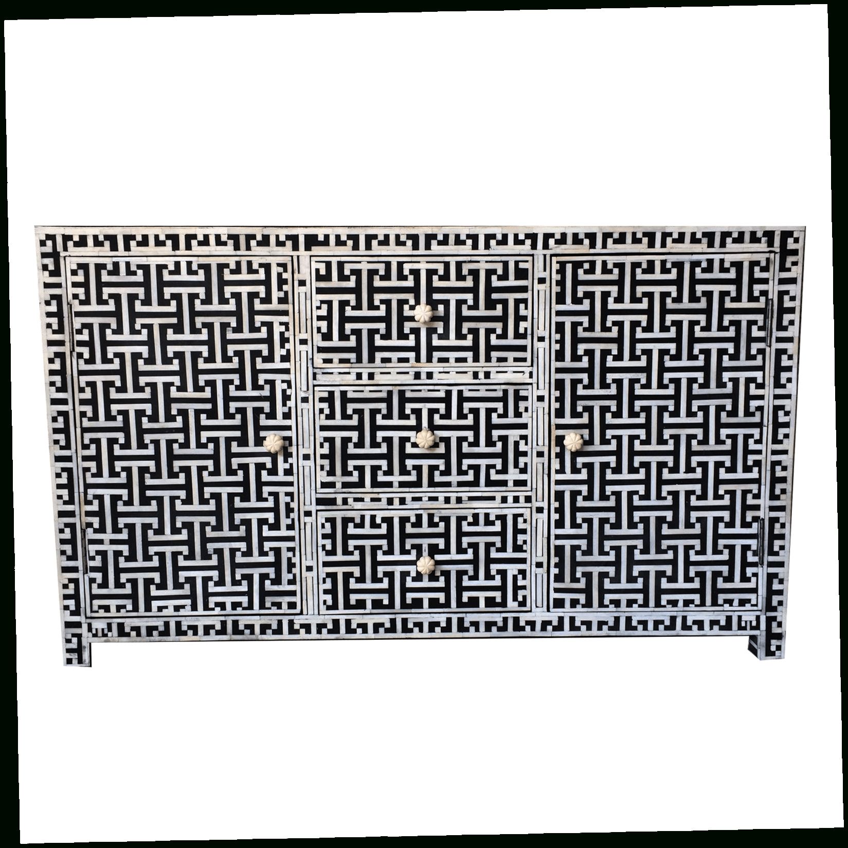 Black Bone Tetris Sideboard | Iris Furnishing In Geo Pattern Black And White Bone Inlay Sideboards (View 12 of 30)