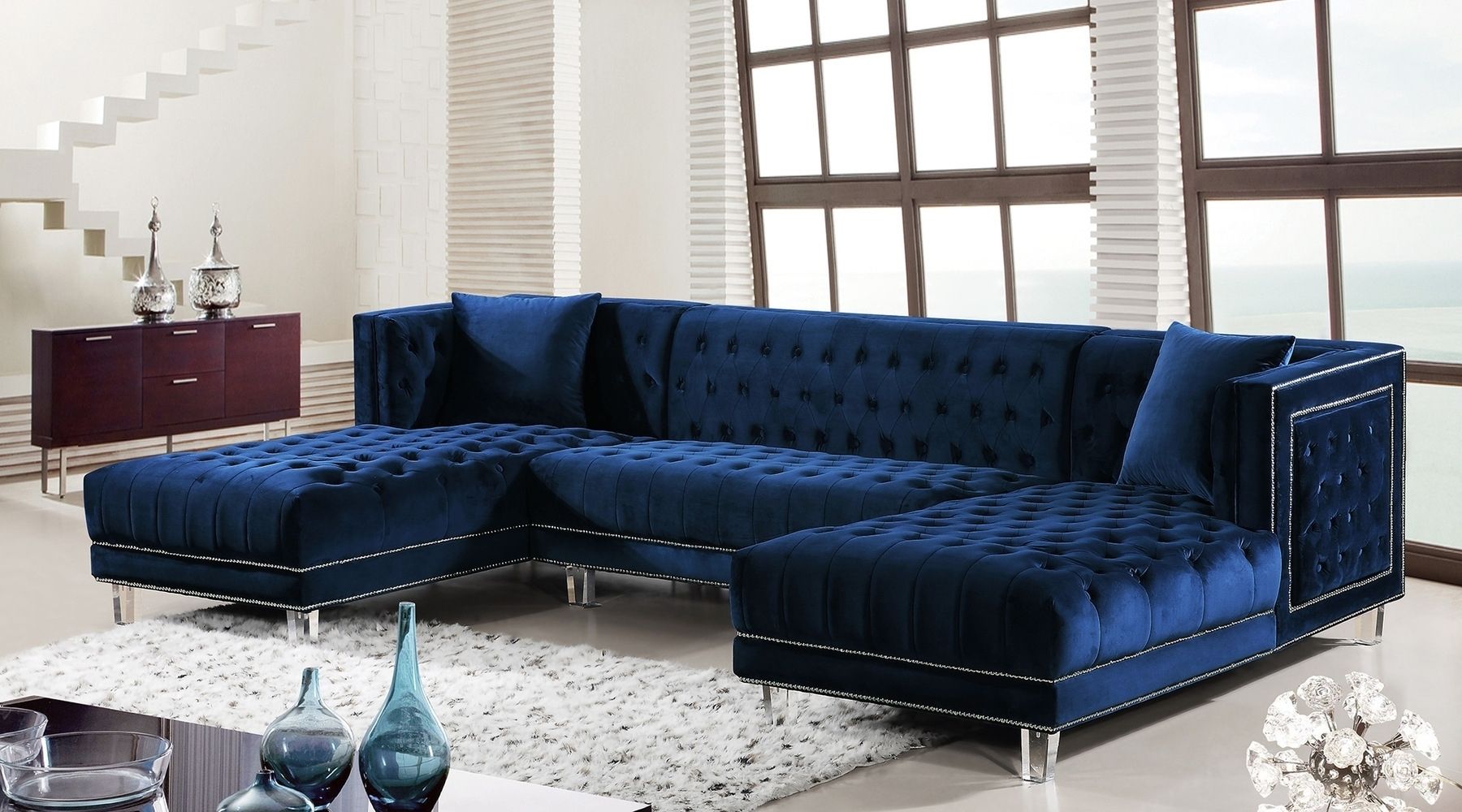 Blue Sectional Sofa Coaster Keaton Transitional Five Piece With In Benton 4 Piece Sectionals (Photo 9 of 30)