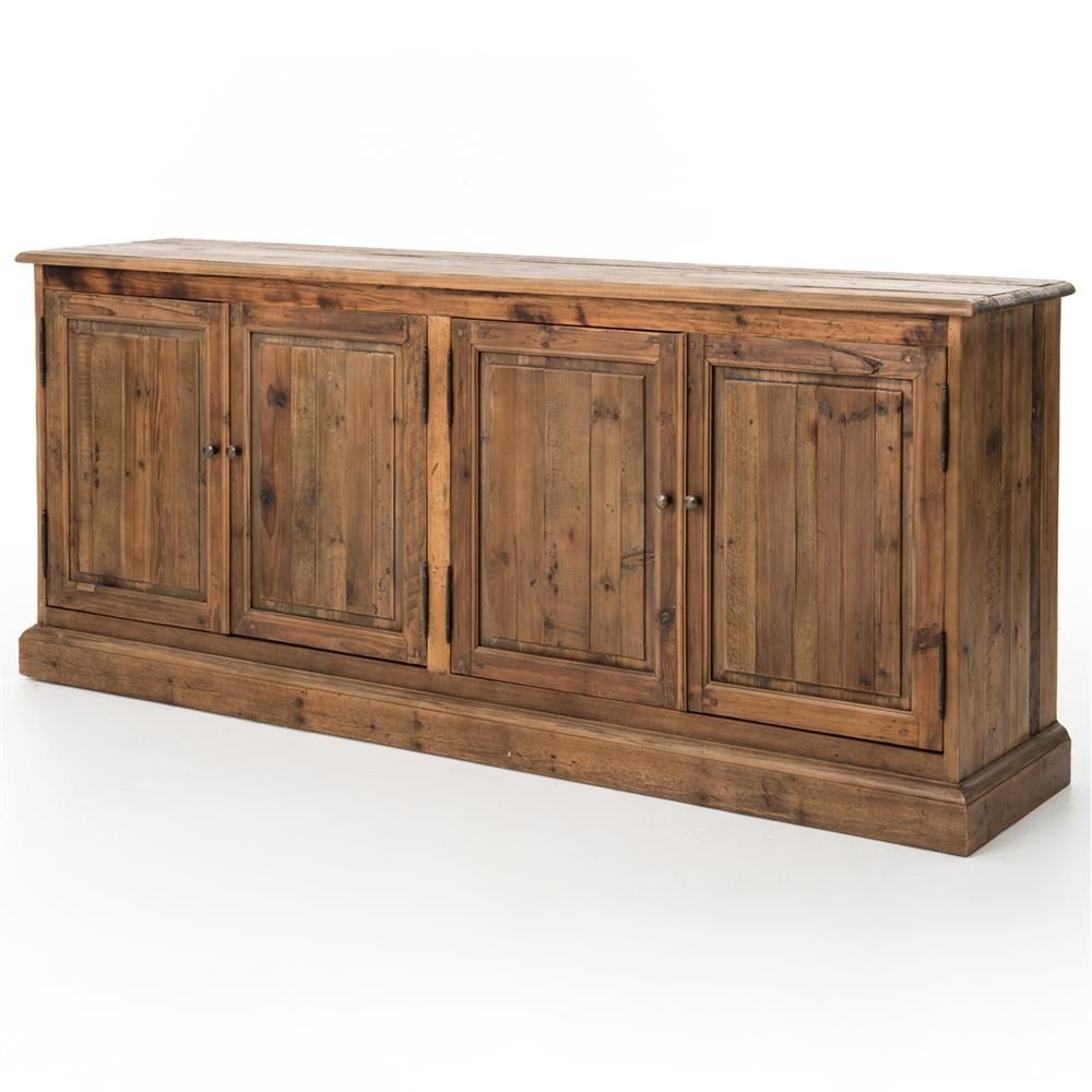 Briella Rustic Lodge Reclaimed Pine Four Door Sideboard | Kathy Kuo Home With Regard To Reclaimed Pine 4 Door Sideboards (View 4 of 30)