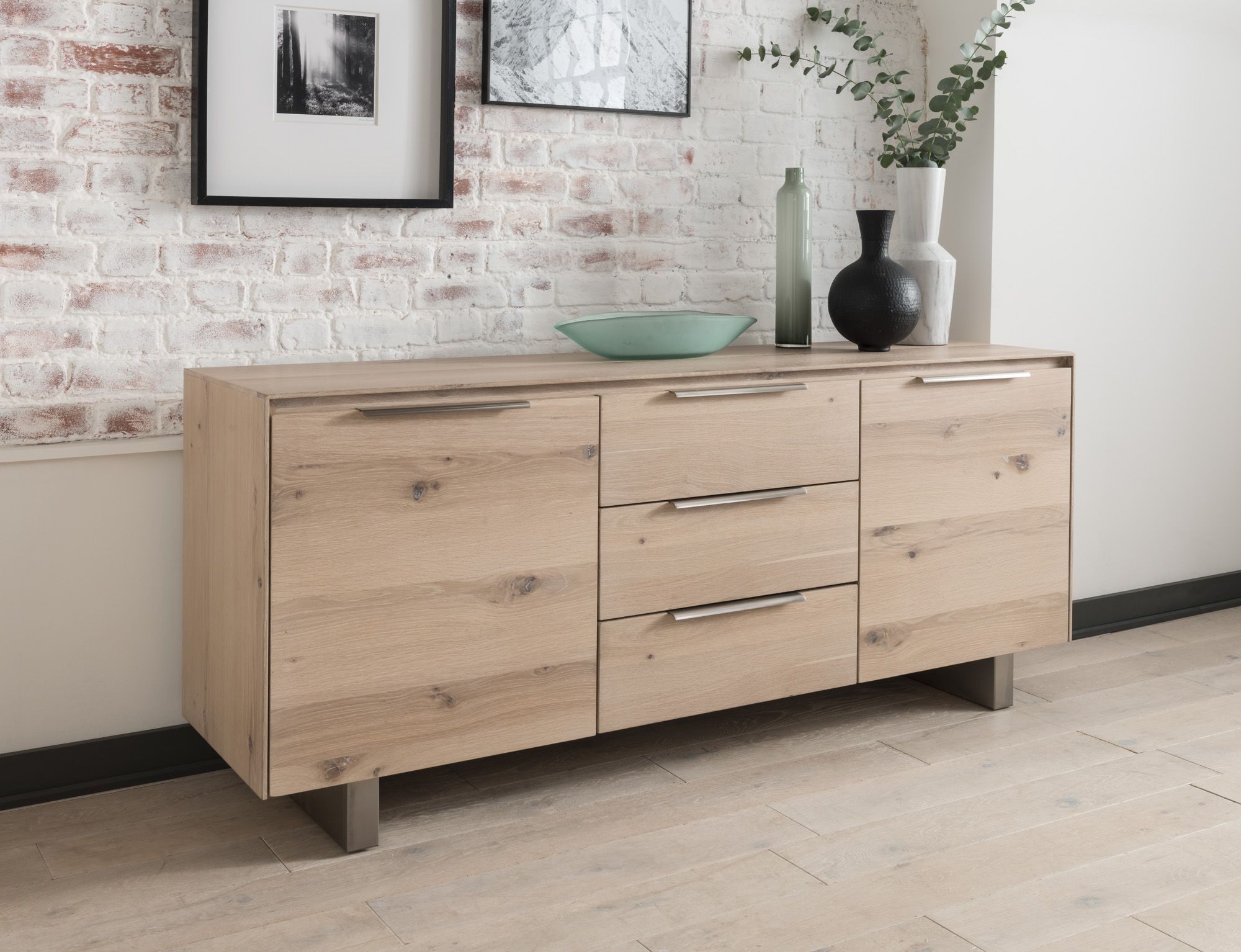 Capua White Washed Oak Sideboard 18vd175 Pertaining To 2 Door White Wash Sideboards (View 27 of 30)