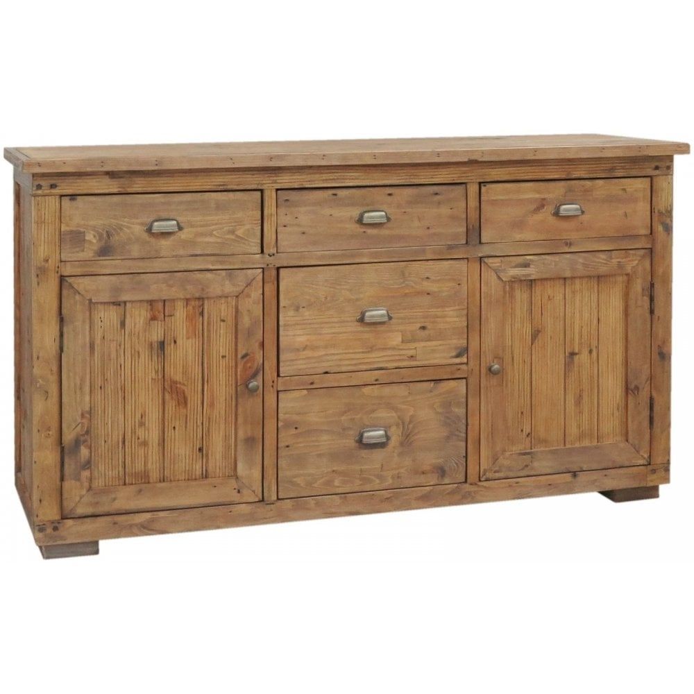 Classic Furniture Camrose Reclaimed Pine Sideboard  2 Door 5 Drawer Intended For Reclaimed Pine &amp; Iron 4 Door Sideboards (View 10 of 30)