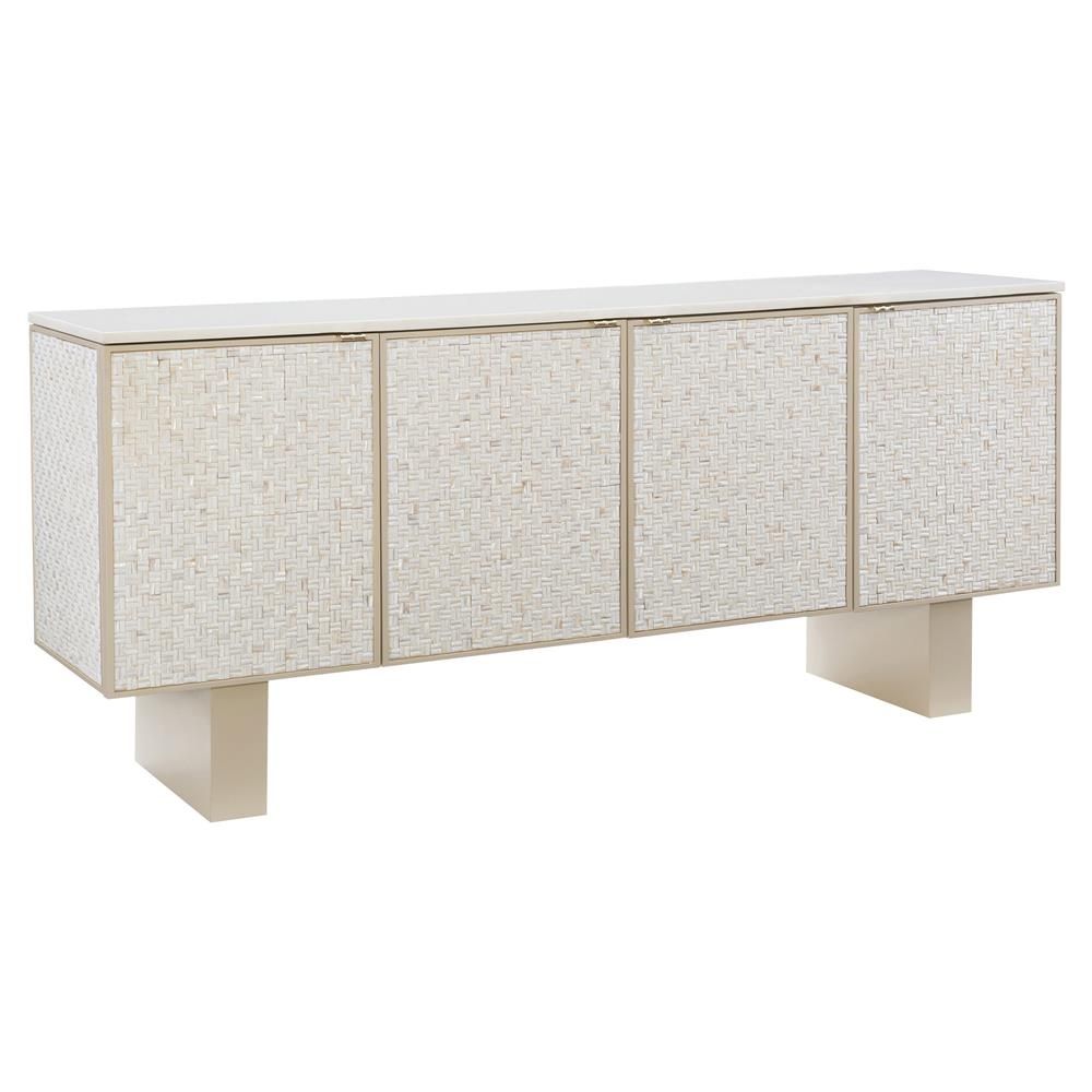 Claudette Modern Classic White Stone Shell Sideboard | Kathy Kuo Home In Blue Stone Light Rustic Black Sideboards (View 19 of 30)