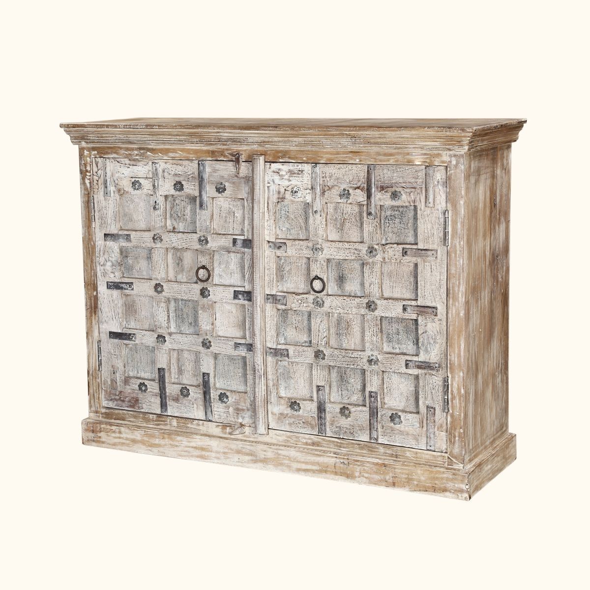 Cleveland Rustic Reclaimed Wood Panel 2 Door Buffet Cabinet With Starburst 3 Door Sideboards (View 22 of 30)