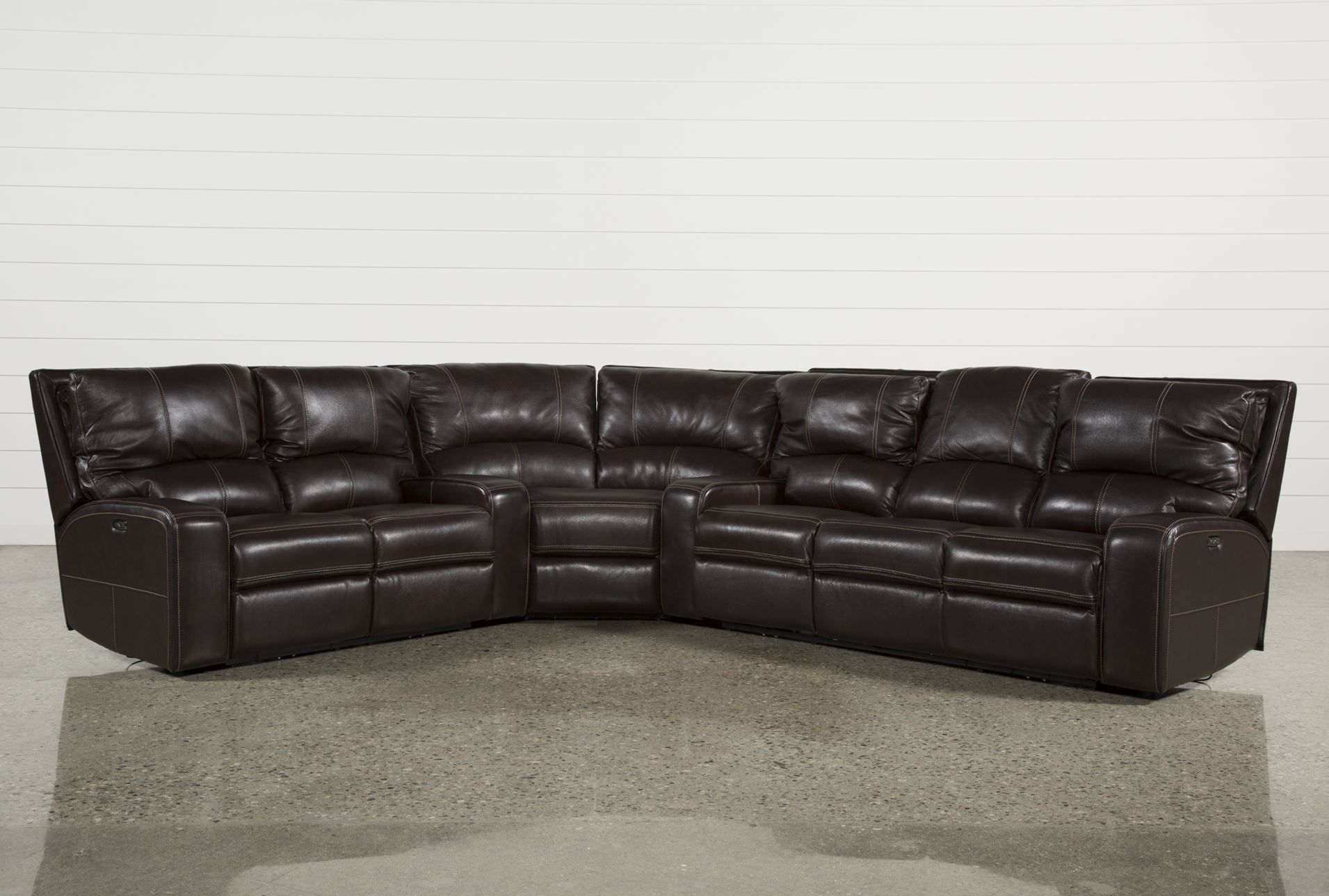 Clyde Dark Brown 3 Piece Power Reclining Sectional W/pwr Hdt & Usb Regarding Norfolk Grey 6 Piece Sectionals With Raf Chaise (View 21 of 30)