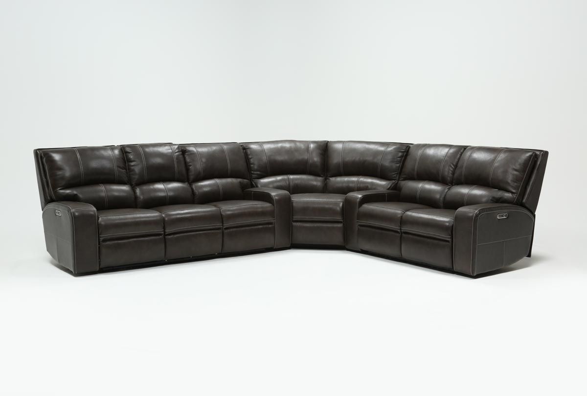 Clyde Grey Leather 3 Piece Power Reclining Sectional W/pwr Hdrst Inside Clyde Saddle 3 Piece Power Reclining Sectionals With Power Headrest &amp; Usb (View 2 of 30)