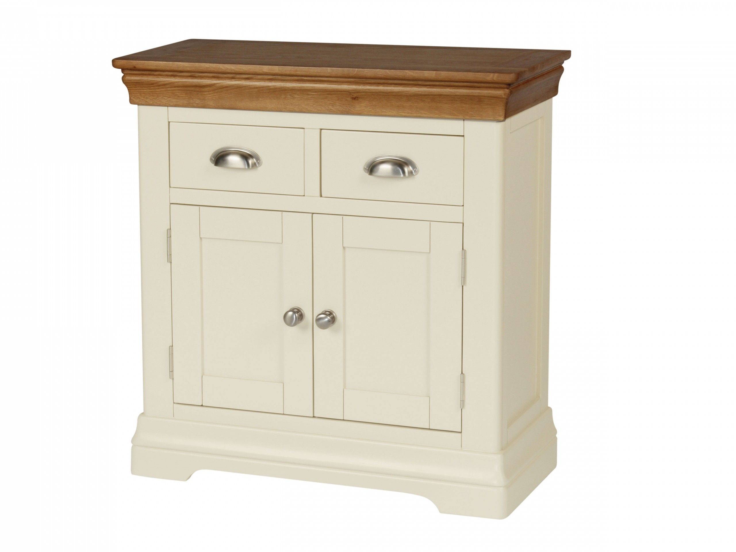 Country Oak Farmhouse 80cm Cream Painted Sideboard | Oak Sideboards Inside Corrugated White Wash Sideboards (View 10 of 30)