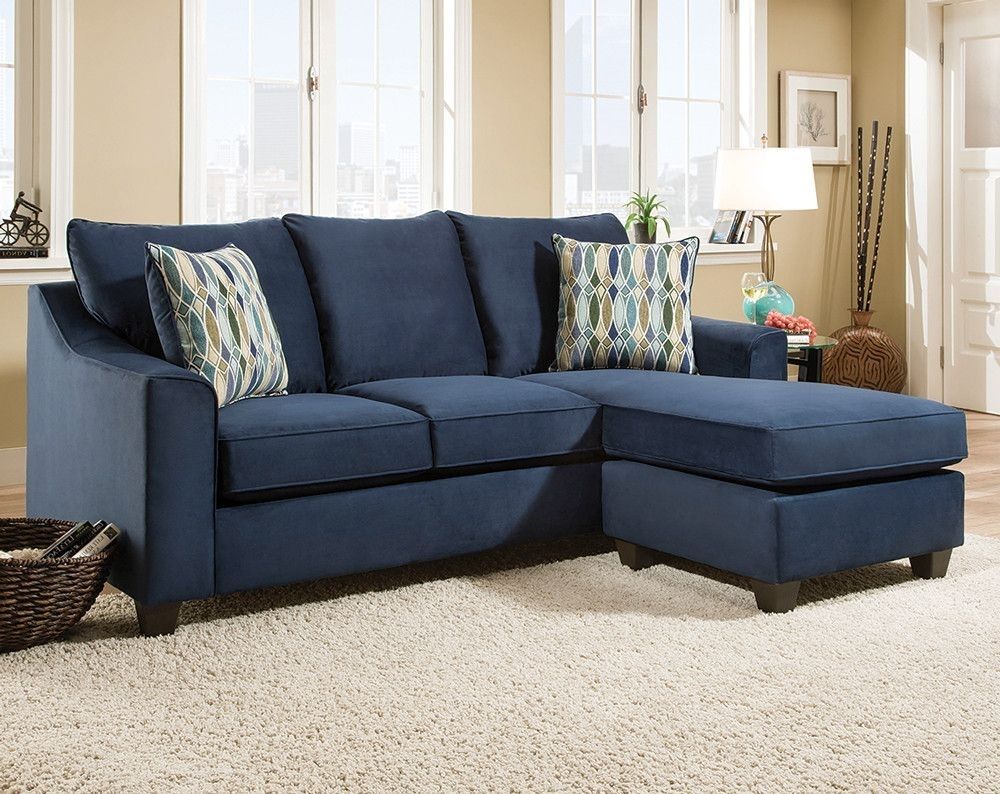 Dark Blue Sofa With Accent Pillows | Nile Blue 2 Pc (View 7 of 30)