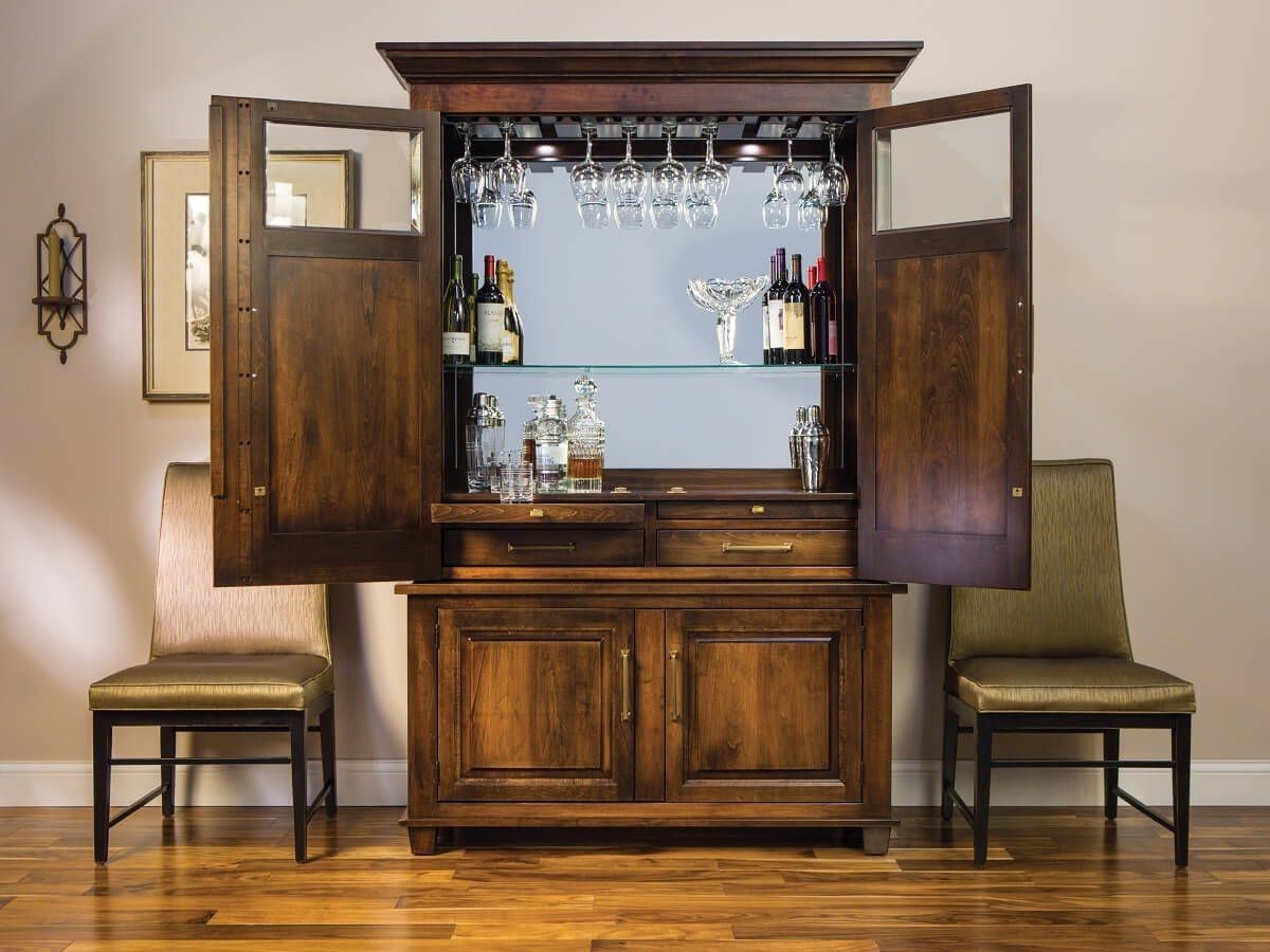 Deleven Hardwood Bar And Wine Cabinet – Countryside Amish Furniture Throughout Leven Wine Sideboards (View 6 of 30)