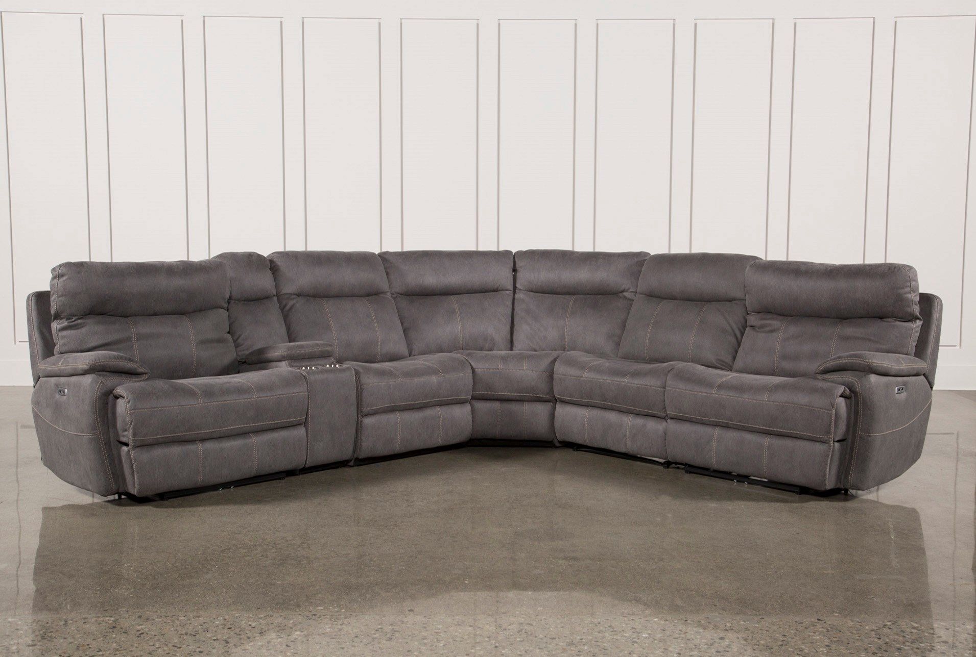 Denali Light Grey 6 Piece Reclining Sectional W/2 Power Headrests Within Norfolk Grey 6 Piece Sectionals (Photo 1 of 30)