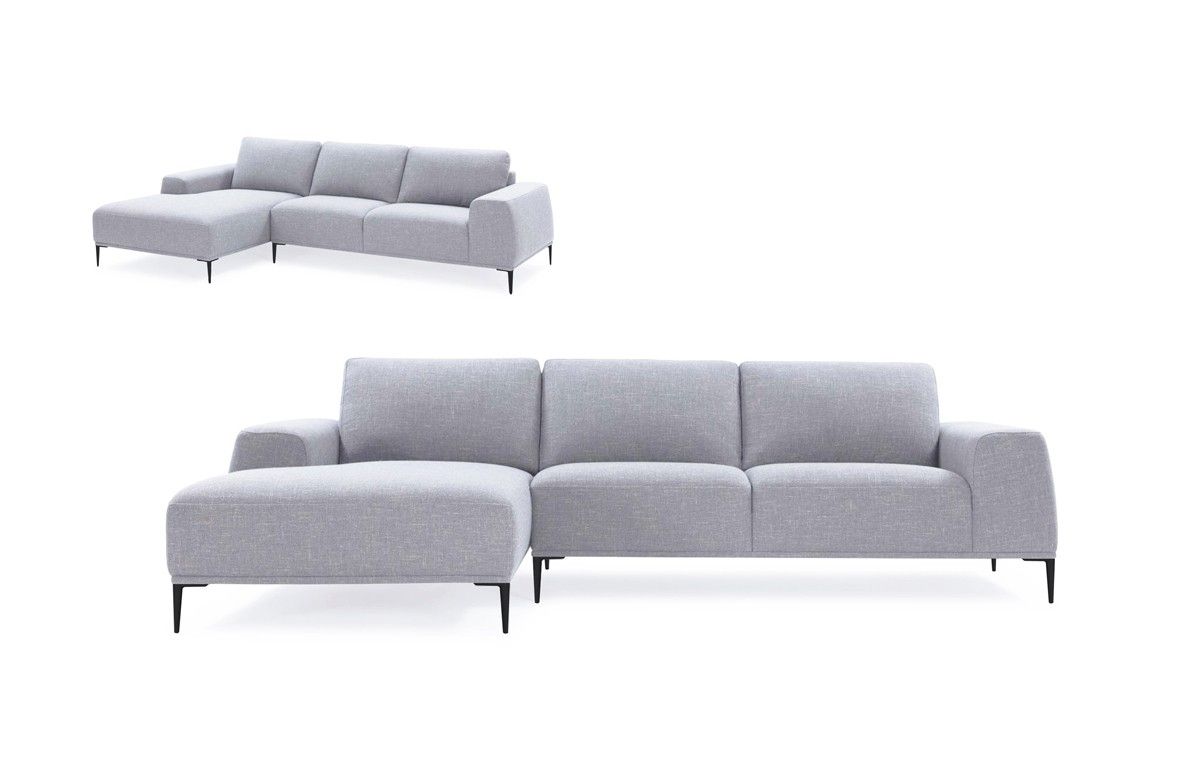 Divani Casa Arthur Modern Grey Fabric Sectional Sofa W/ Left Facing In Norfolk Grey 3 Piece Sectionals With Laf Chaise (View 16 of 30)
