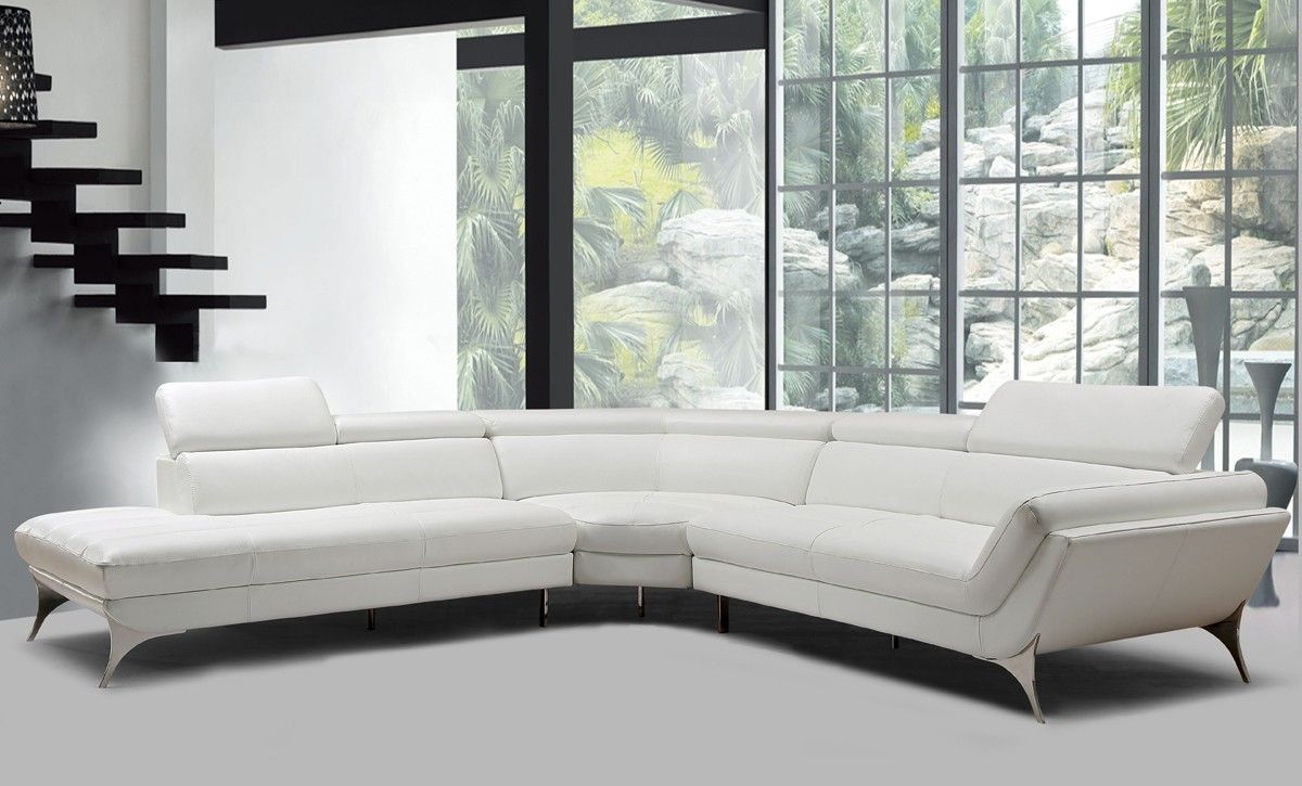 Divani Casa Graphite Modern White Leather Sectional Sofa – New Products Intended For Lucy Dark Grey 2 Piece Sectionals With Raf Chaise (Photo 25 of 30)