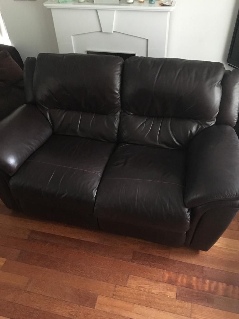 Double Recliner 2 Seater Brown Leather Sofa | In Livingston, West Pertaining To Calder Grey 6 Piece Manual Reclining Sectionals (View 25 of 30)
