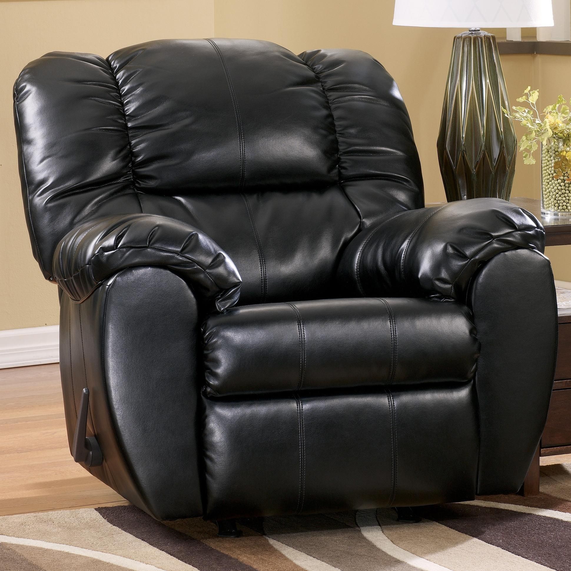 Dylan Durablend – Onyx Bonded Leather Match Rocker Recliner Inside Declan 3 Piece Power Reclining Sectionals With Left Facing Console Loveseat (View 3 of 30)