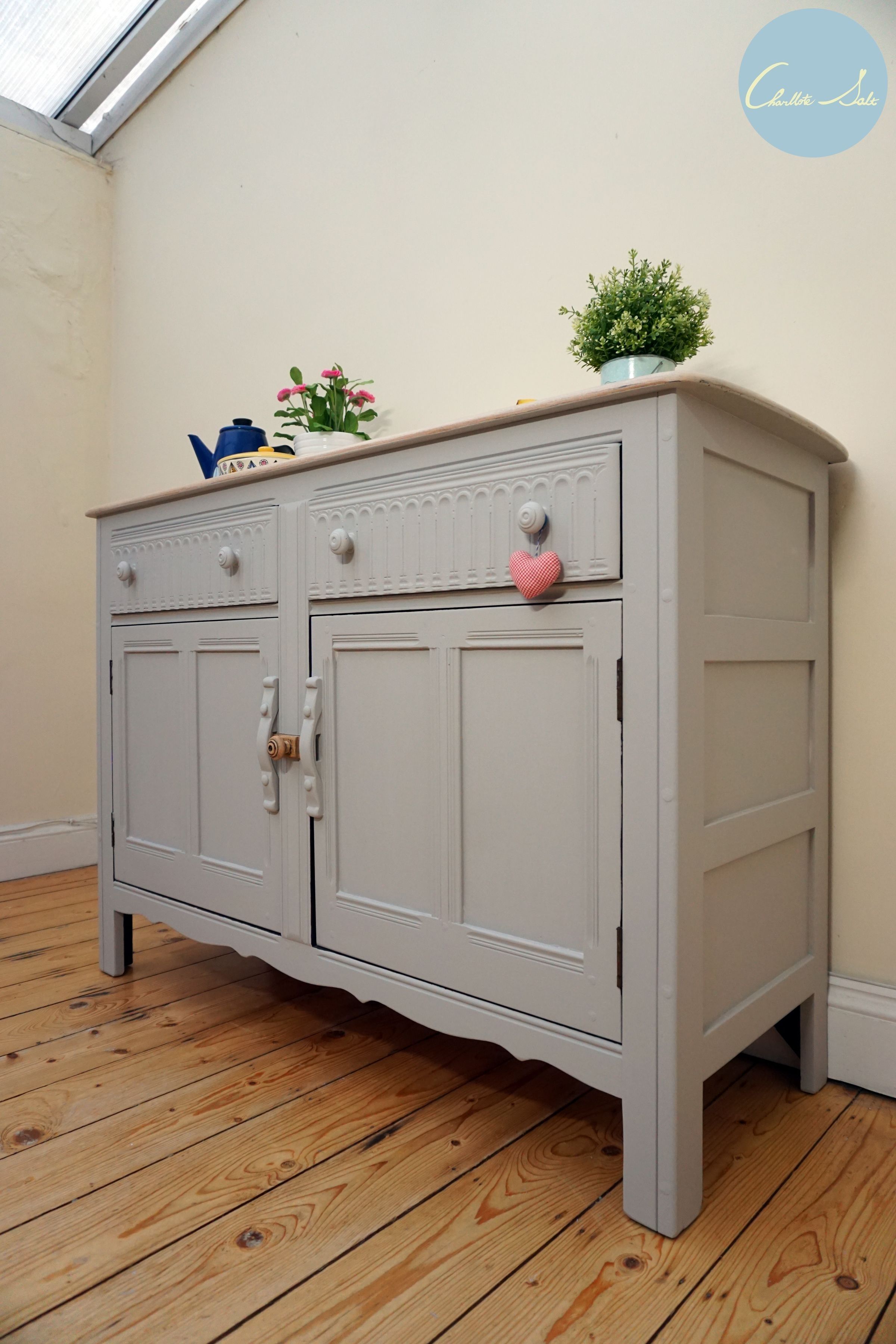 Ercol Sideboard Is Painted In Laura Ashley Dark Dove Grey And White For Oil Pale Finish 4 Door Sideboards (Photo 30 of 30)