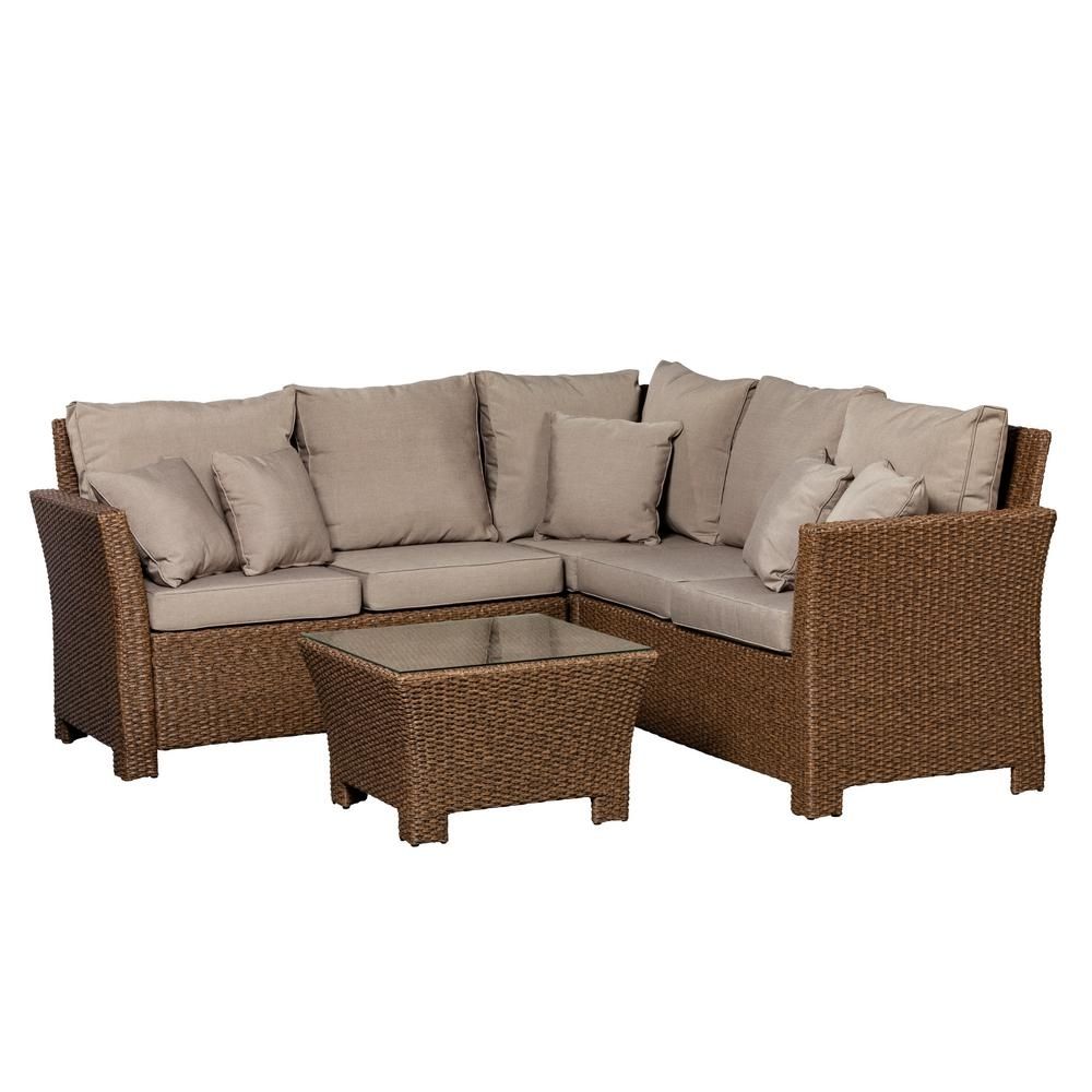 Fire Sense Jarrett Mocha 3 Piece Wicker Outdoor Sectional Set With Throughout Haven 3 Piece Sectionals (Photo 26 of 32)