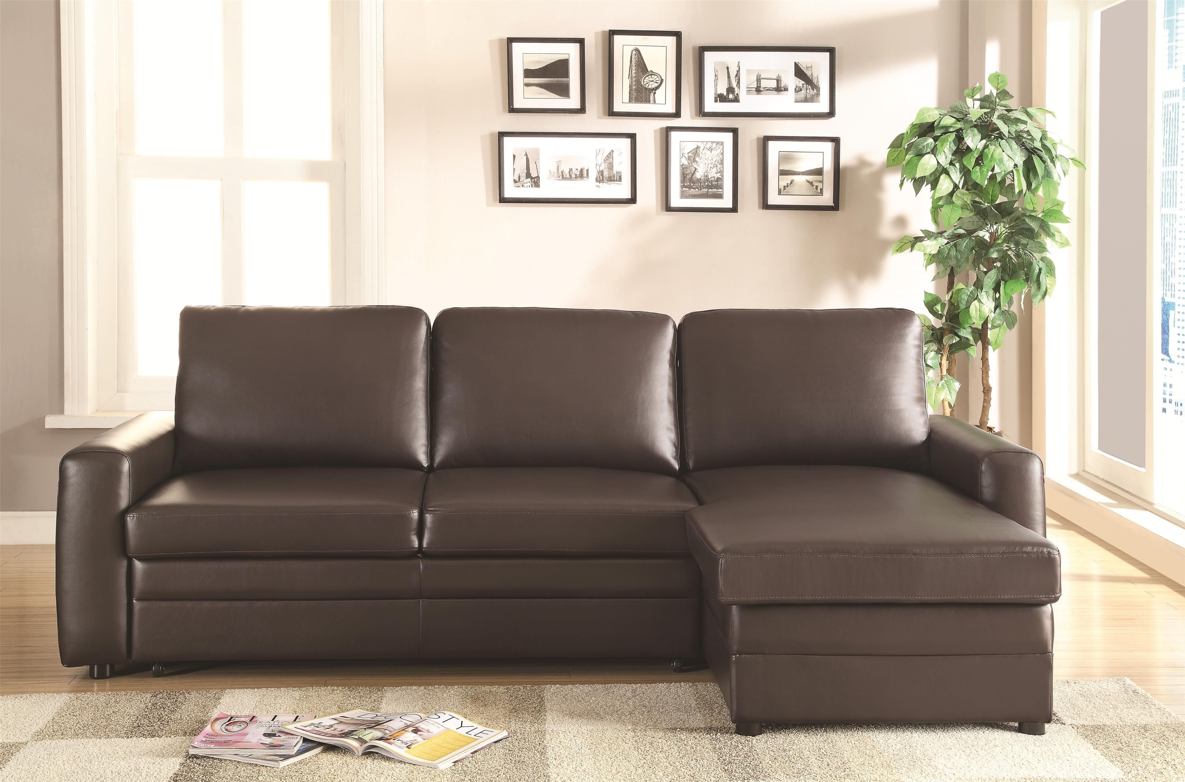 Furniture Della Sectional Sofa With Storage Ott Along Coaster Gus Pertaining To Taren Reversible Sofa/chaise Sleeper Sectionals With Storage Ottoman (View 11 of 30)