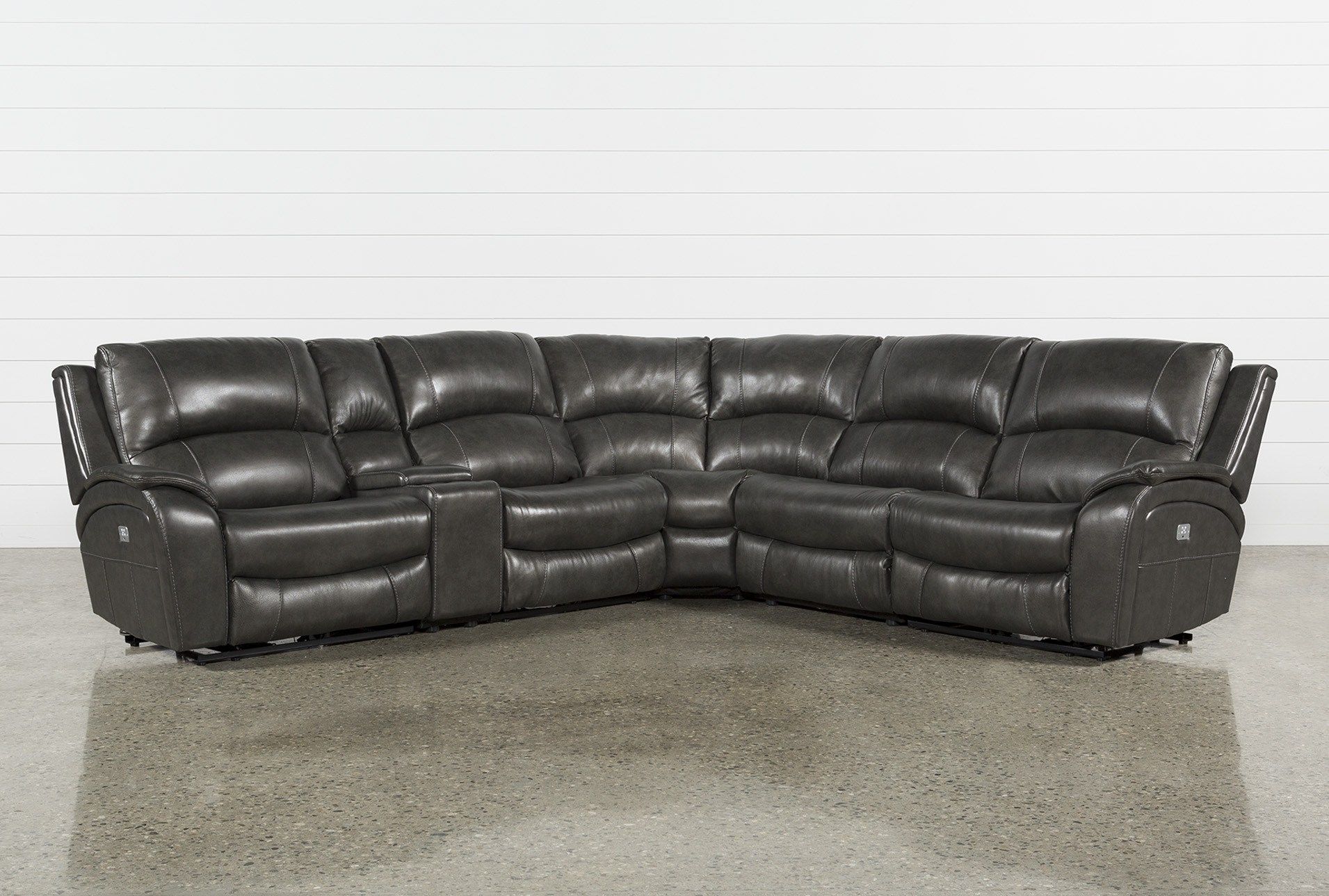 Grey Leather Sectional In Stylish Casual Classic Steel Piece With Tenny Dark Grey 2 Piece Left Facing Chaise Sectionals With 2 Headrest (Photo 9 of 30)