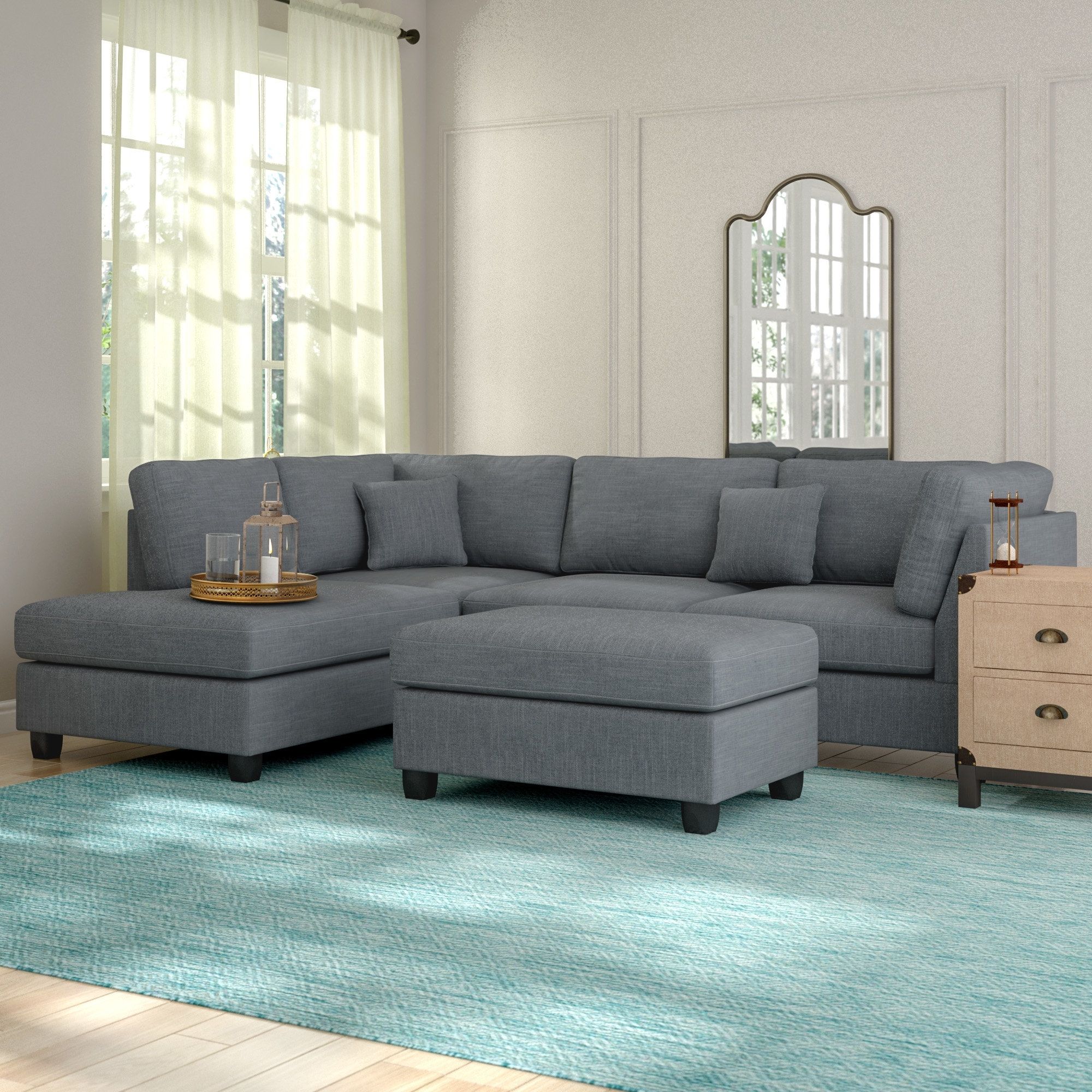 Grey Sectionals You'll Love | Wayfair Pertaining To Norfolk Chocolate 6 Piece Sectionals (Photo 15 of 30)