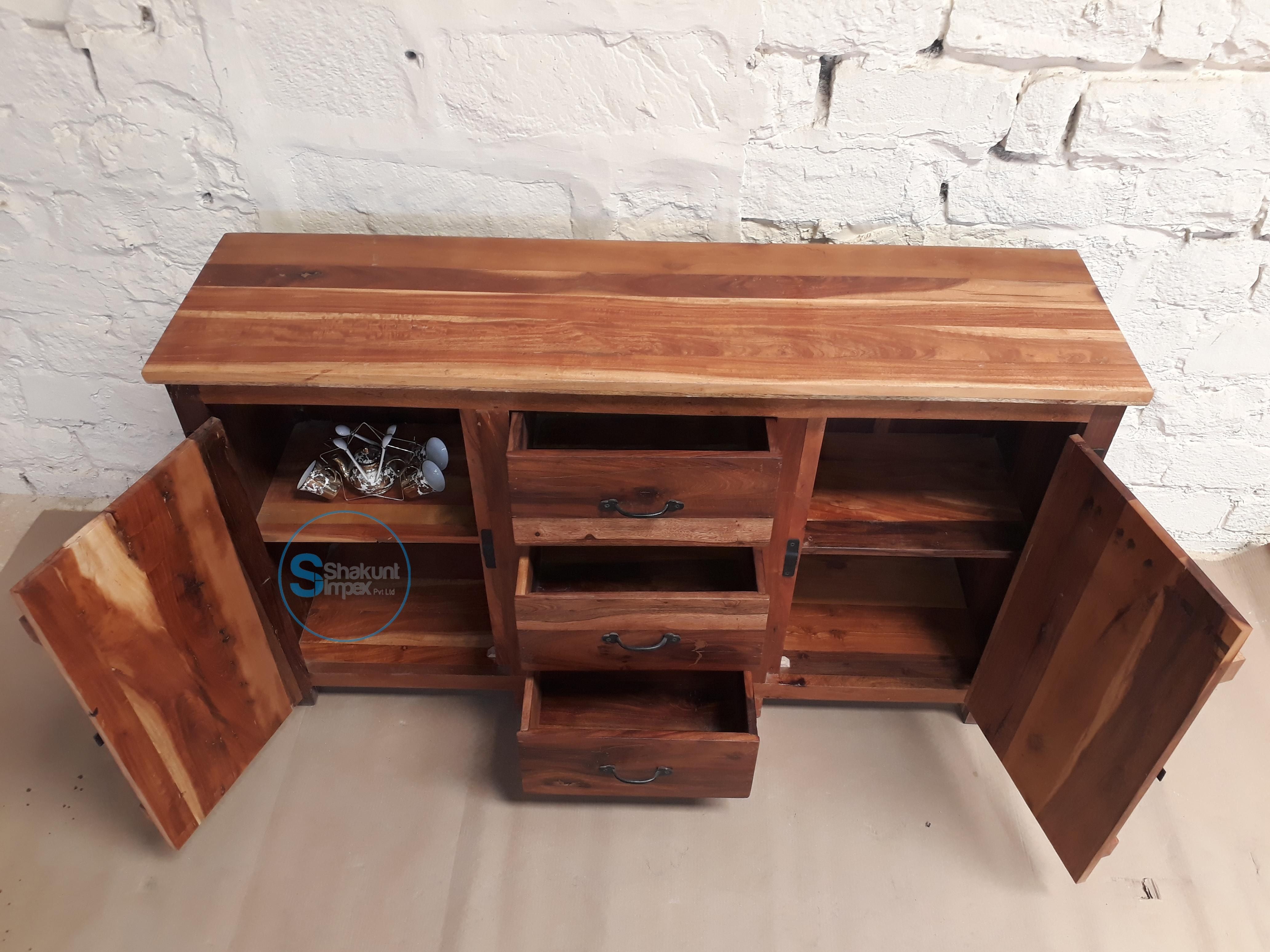 Handmade Reclaimed Wood Sideboard – Shakunt Vintage Furniture Intended For Corrugated Natural 4 Drawer Sideboards (Photo 30 of 30)