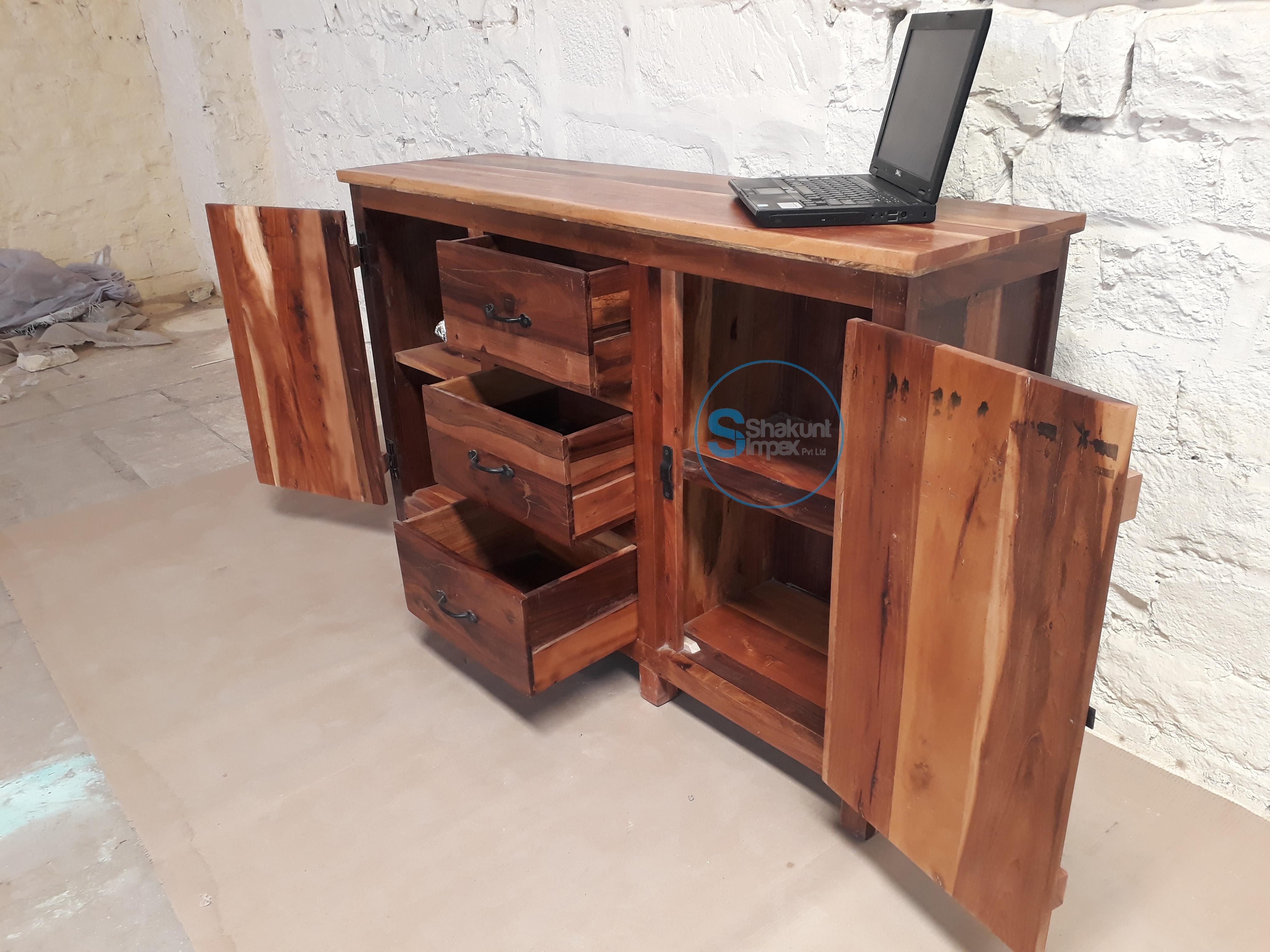 Handmade Reclaimed Wood Sideboard – Shakunt Vintage Furniture Intended For Corrugated Natural 4 Drawer Sideboards (View 15 of 30)