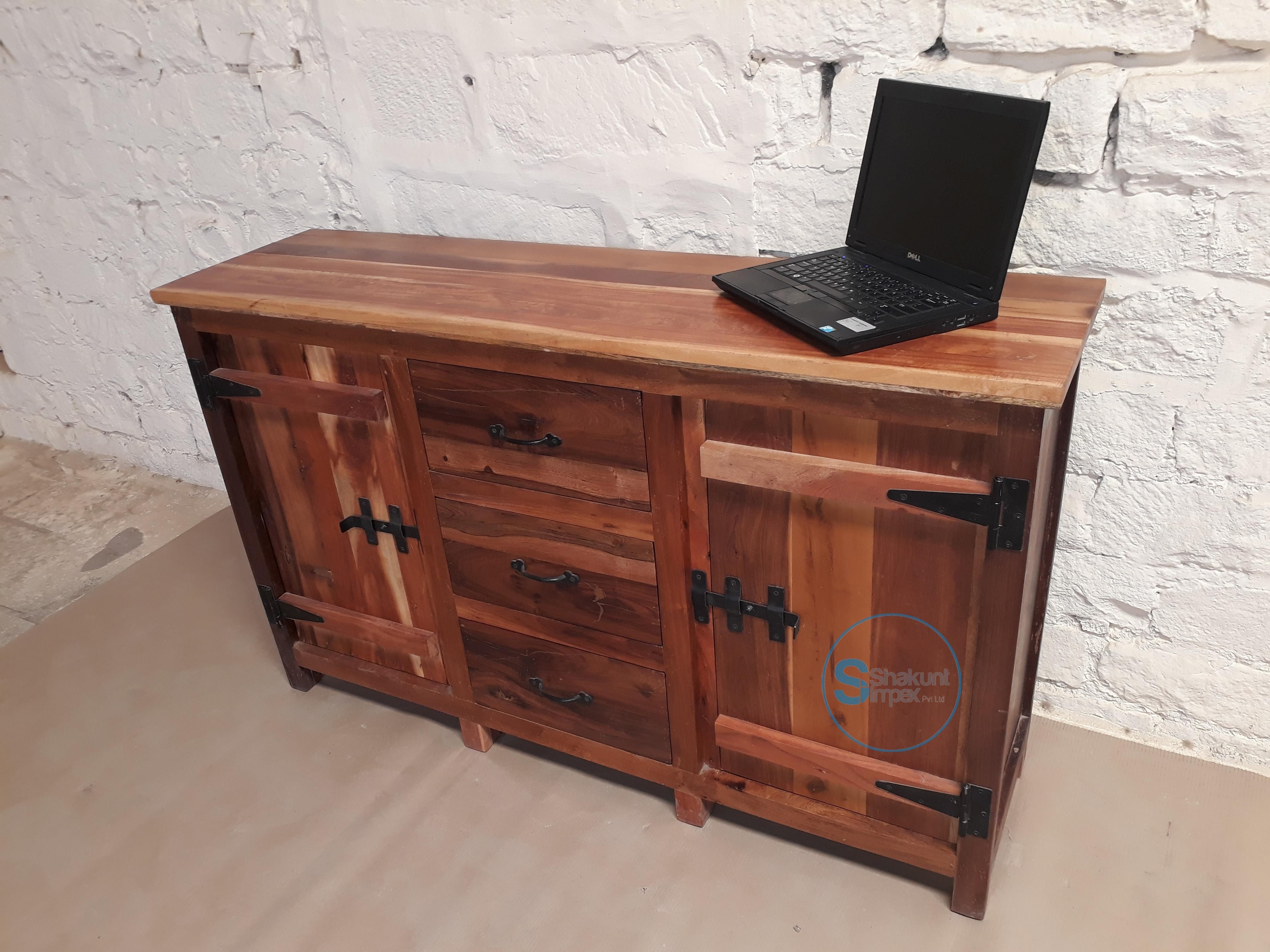 Handmade Reclaimed Wood Sideboard – Shakunt Vintage Furniture With Corrugated Natural 4 Drawer Sideboards (View 14 of 30)