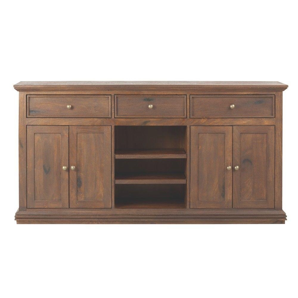 Home Decorators Collection Aldridge Antique Walnut Buffet 9415000960 Inside Open Shelf Brass 4 Drawer Sideboards (Photo 1 of 30)