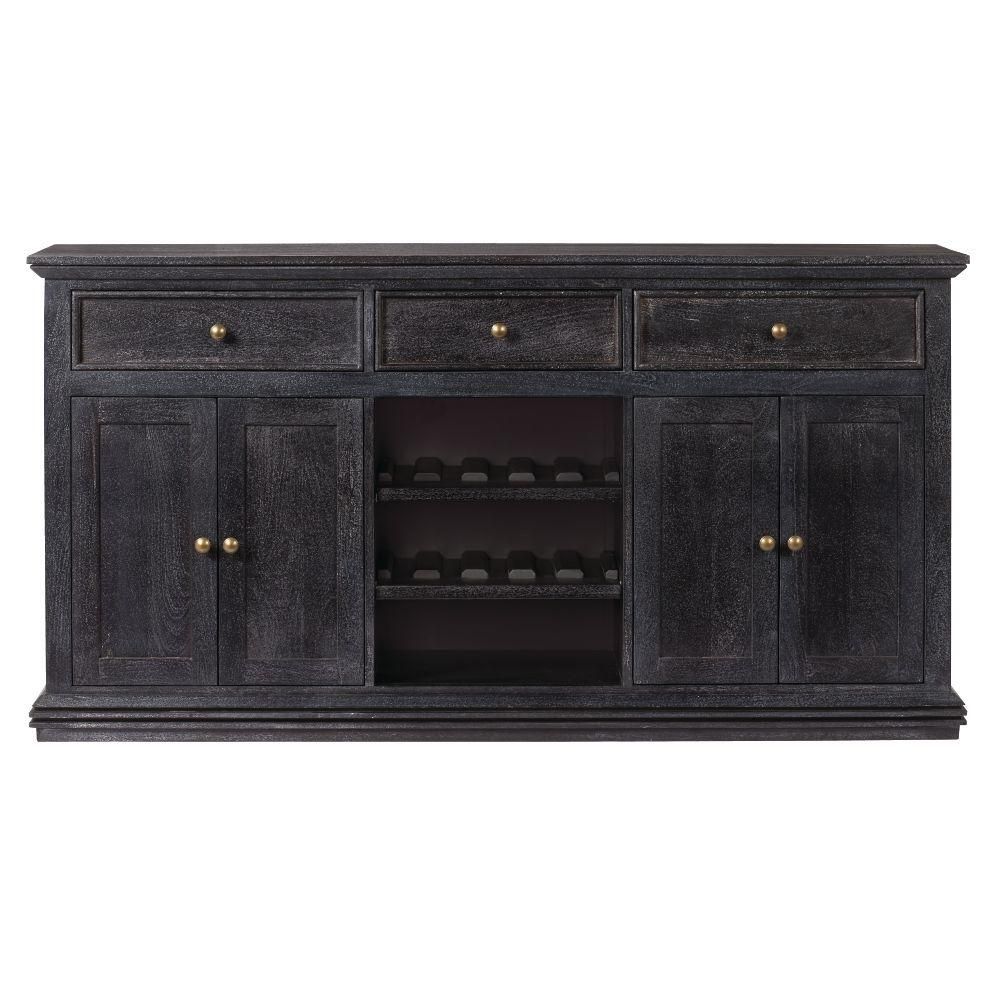 Home Decorators Collection Aldridge Washed Black Buffet 9415000910 For Open Shelf Brass 4 Drawer Sideboards (View 12 of 30)