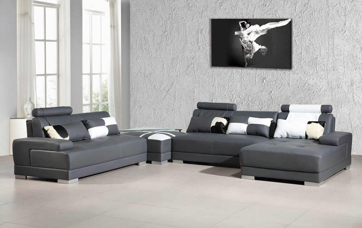 Invigorating 5005 Grey 1 Grey Lear Sectional Edmonton Grey Lear With Regard To Tenny Dark Grey 2 Piece Left Facing Chaise Sectionals With 2 Headrest (View 14 of 30)