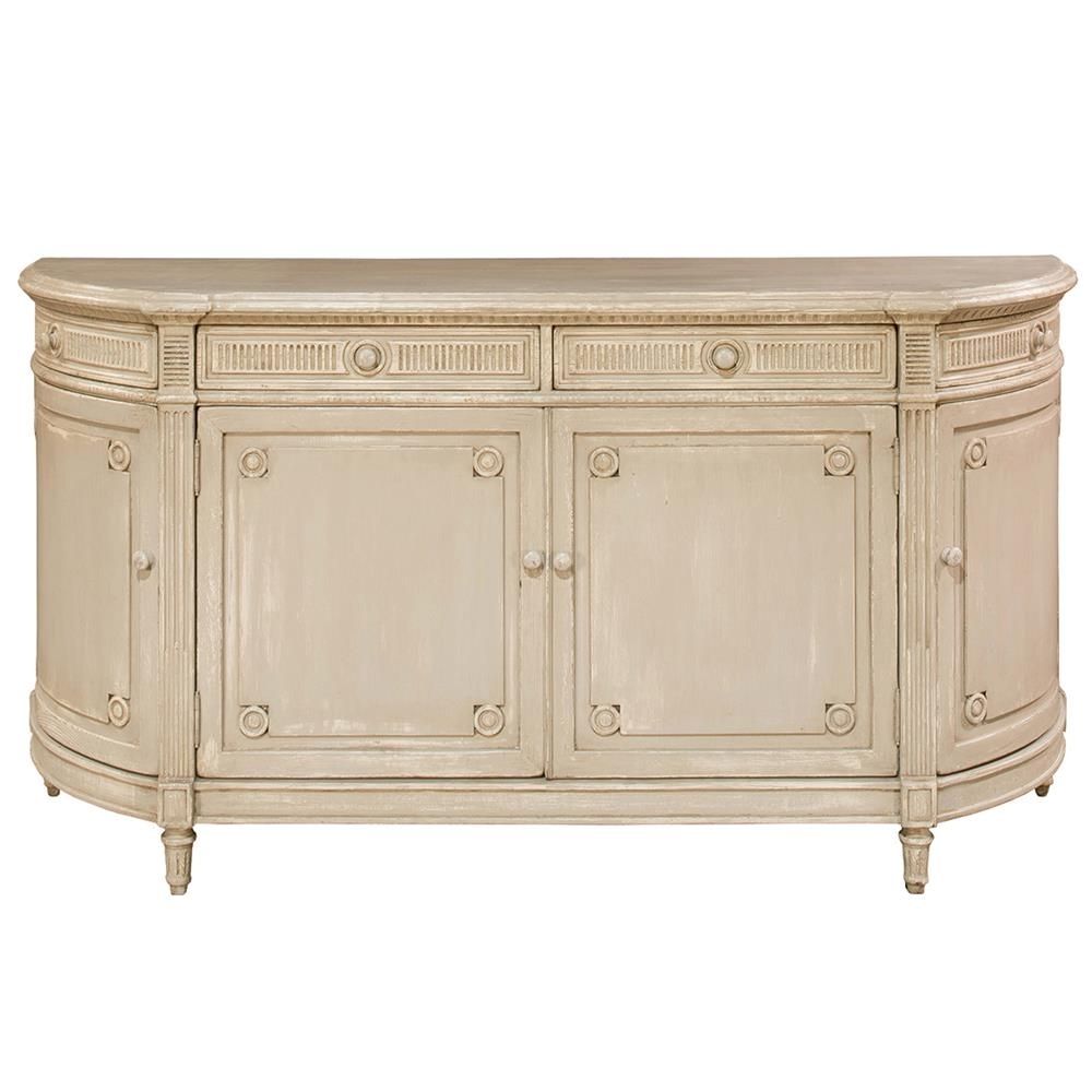 Jesse French Country Carved Pine Beige Sideboard | Kathy Kuo Home Pertaining To 4 Door 3 Drawer White Wash Sideboards (View 29 of 30)