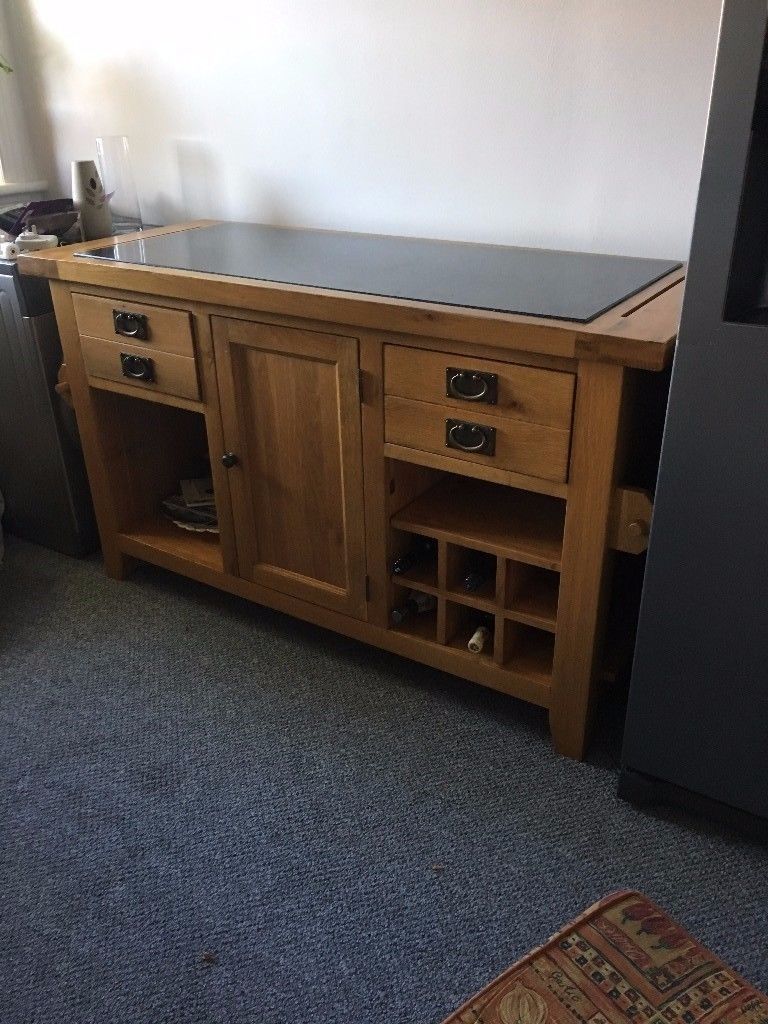 Kitchen Island – 6' Long 4' Wide. Solid Wood Marbeld Top With Doors With Regard To Leven Wine Sideboards (Photo 1 of 30)