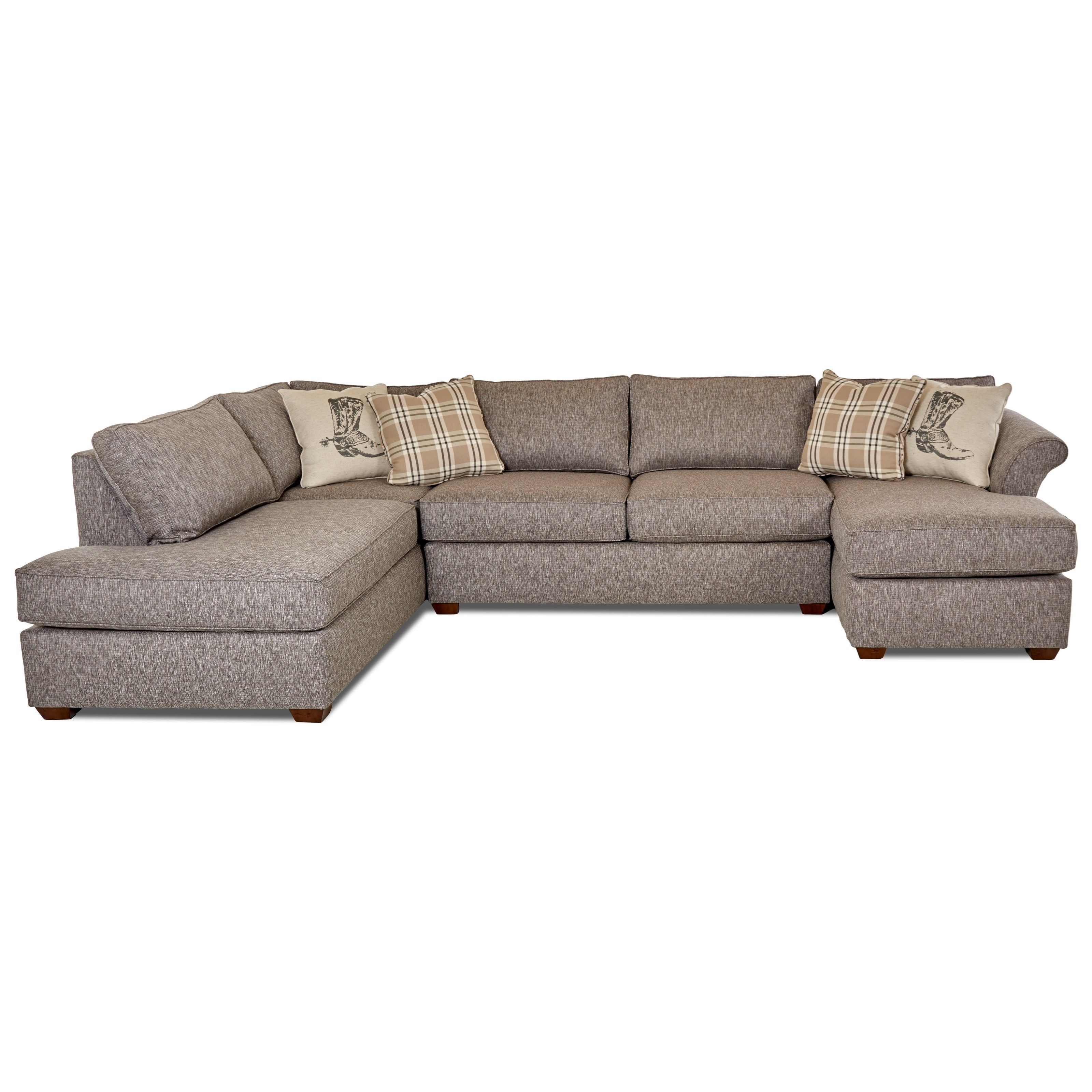 Klaussner Jaxon Three Piece Sectional Sofa With Flared Arms And Laf With Regard To Jaxon Grey Sideboards (View 27 of 30)