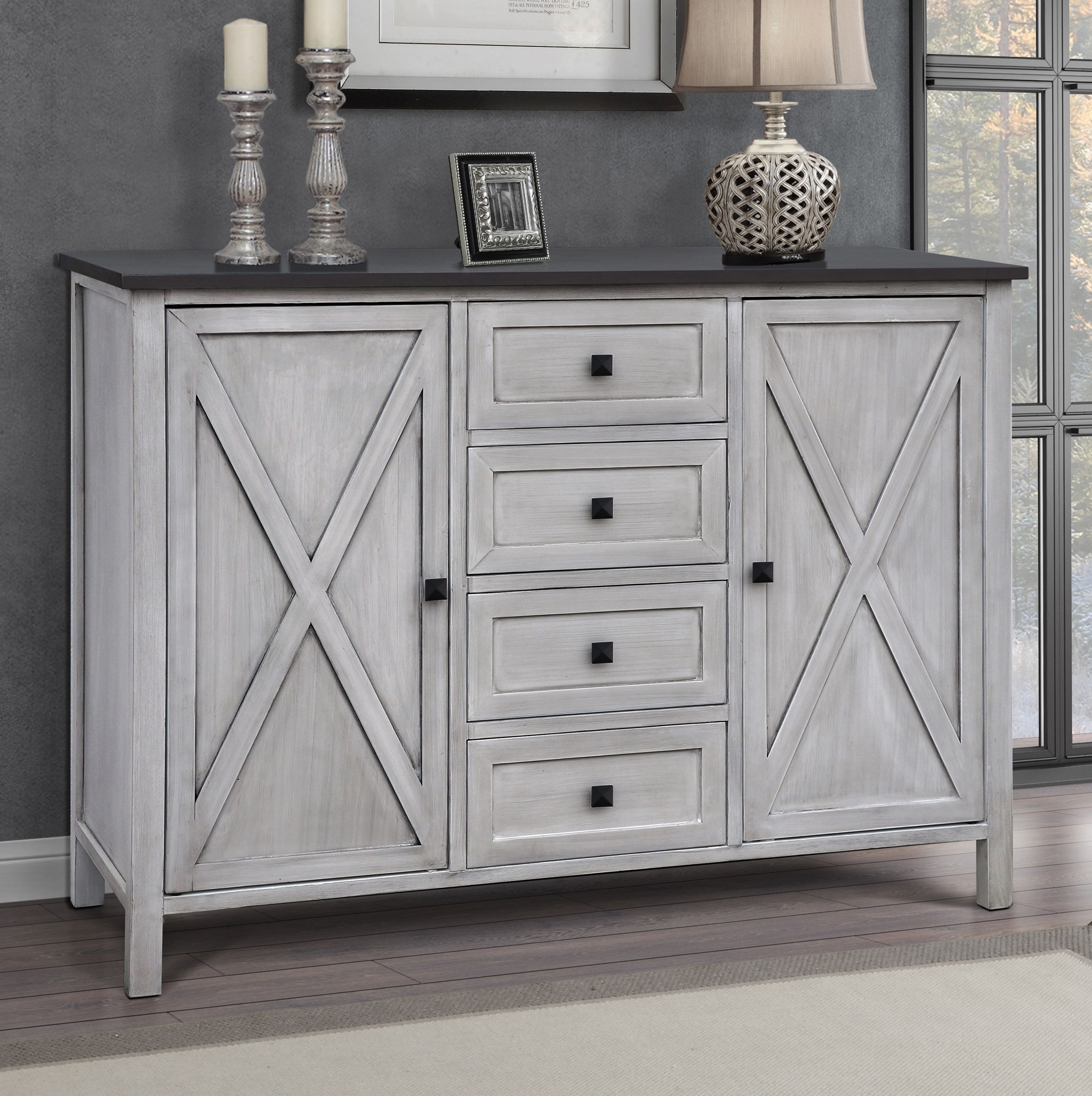 Lamb Farmhouse 4 Drawer 2 Door Accent Cabinet | Birch Lane Within 4 Door 4 Drawer Metal Inserts Sideboards (Photo 11 of 30)