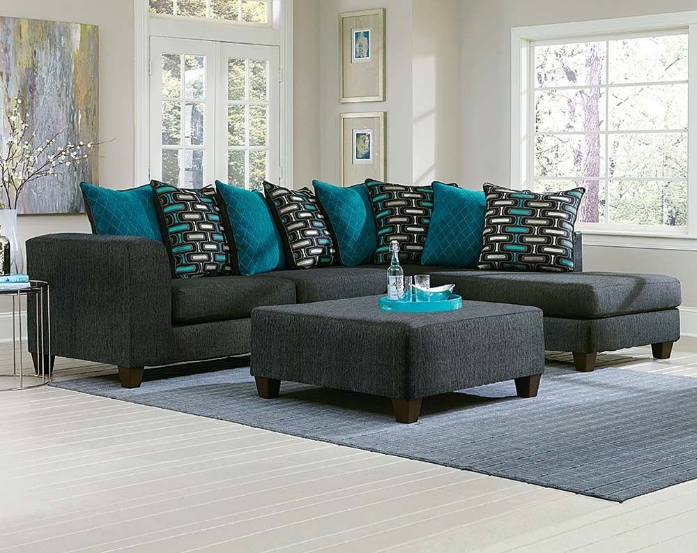 Large Black Two Toned 2 Piece Sectional Sofa | American Freight Within Norfolk Grey 6 Piece Sectionals With Laf Chaise (Photo 12 of 30)