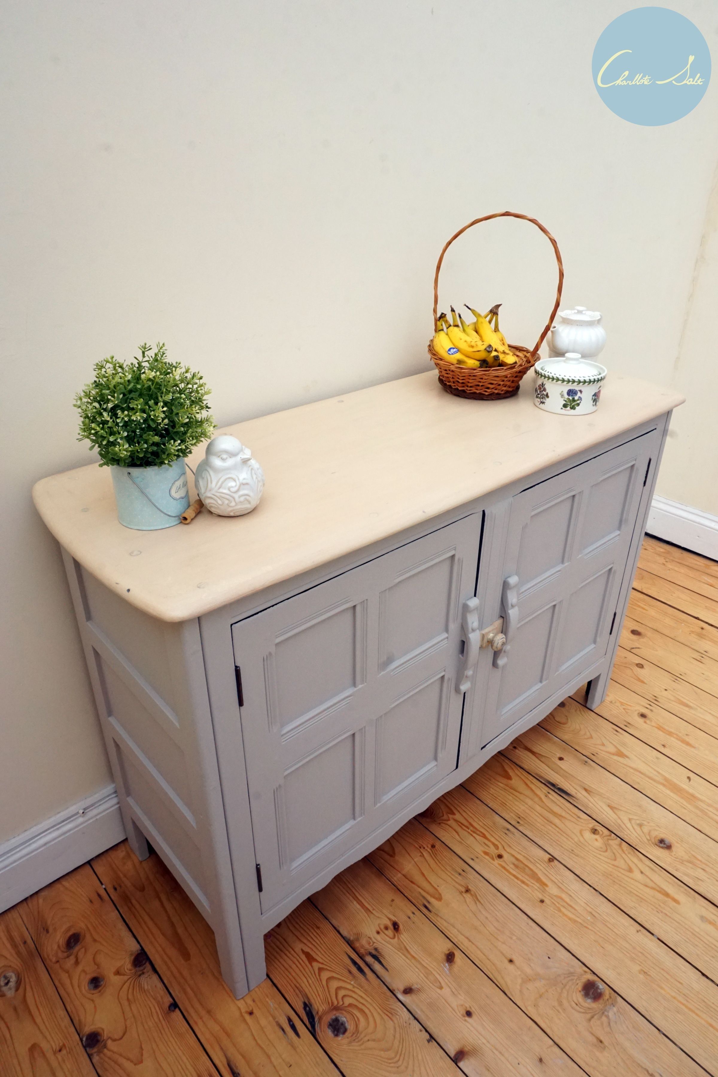 Laura Ashley Dark Dove Grey Painted Ercol Sideboard Cupboard | My Throughout Satin Black &amp; Painted White Sideboards (View 29 of 30)