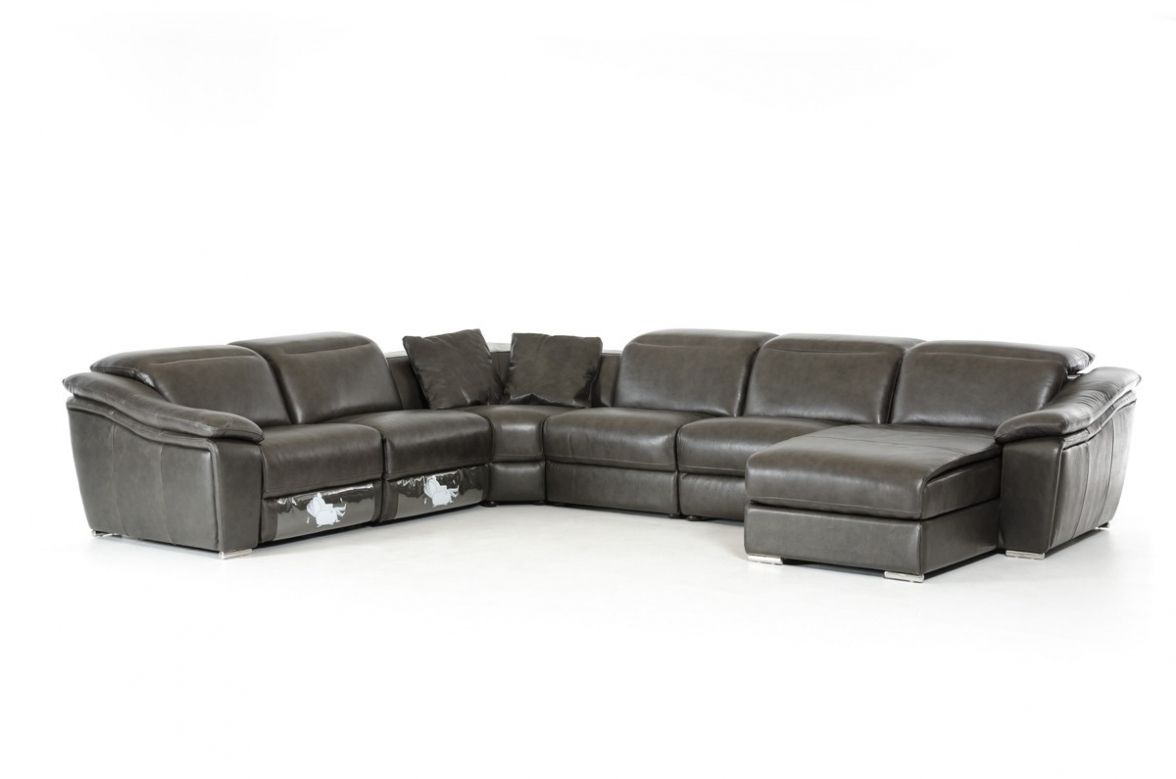 Living Room: Jasper Dark Grey Leather Sectional Sofa | Las Vegas In Calder Grey 6 Piece Manual Reclining Sectionals (Photo 8 of 30)
