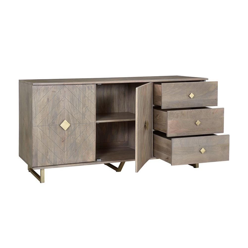 Livingchristiane Lemieux Smithson Sideboard 2 Doors 3 Drawers In Natural Mango Wood Finish Sideboards (View 24 of 30)