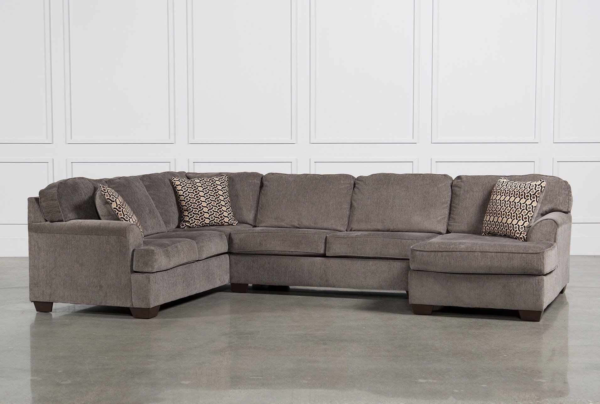 Loric Smoke 3 Piece Sectional W/raf Chaise | Upholstery, Pillows And Within Meyer 3 Piece Sectionals With Raf Chaise (View 7 of 30)