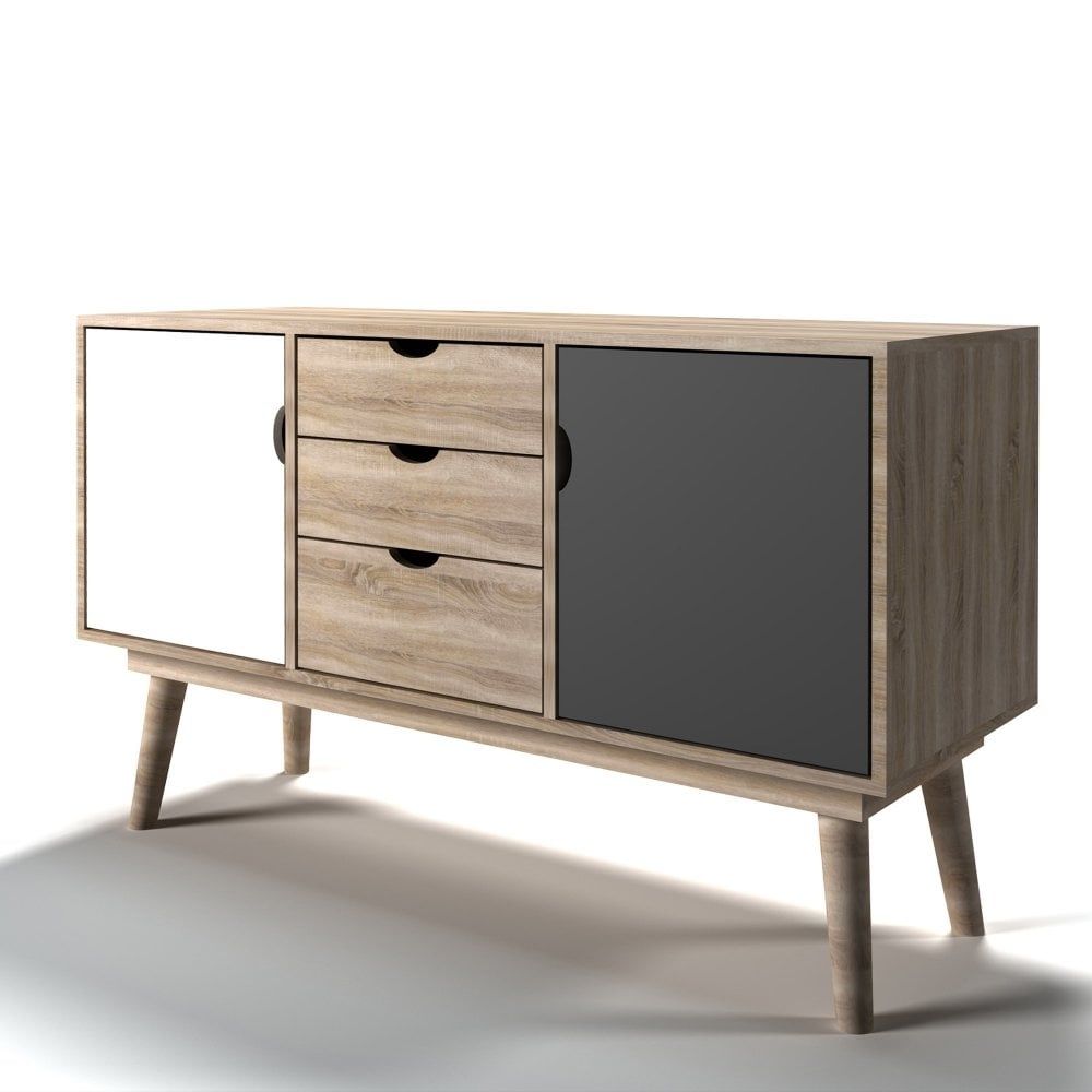 Lpd Furniture Scandi Grey Sideboard | Leader Stores Throughout 3 Drawer/2 Door Sideboards (View 14 of 30)