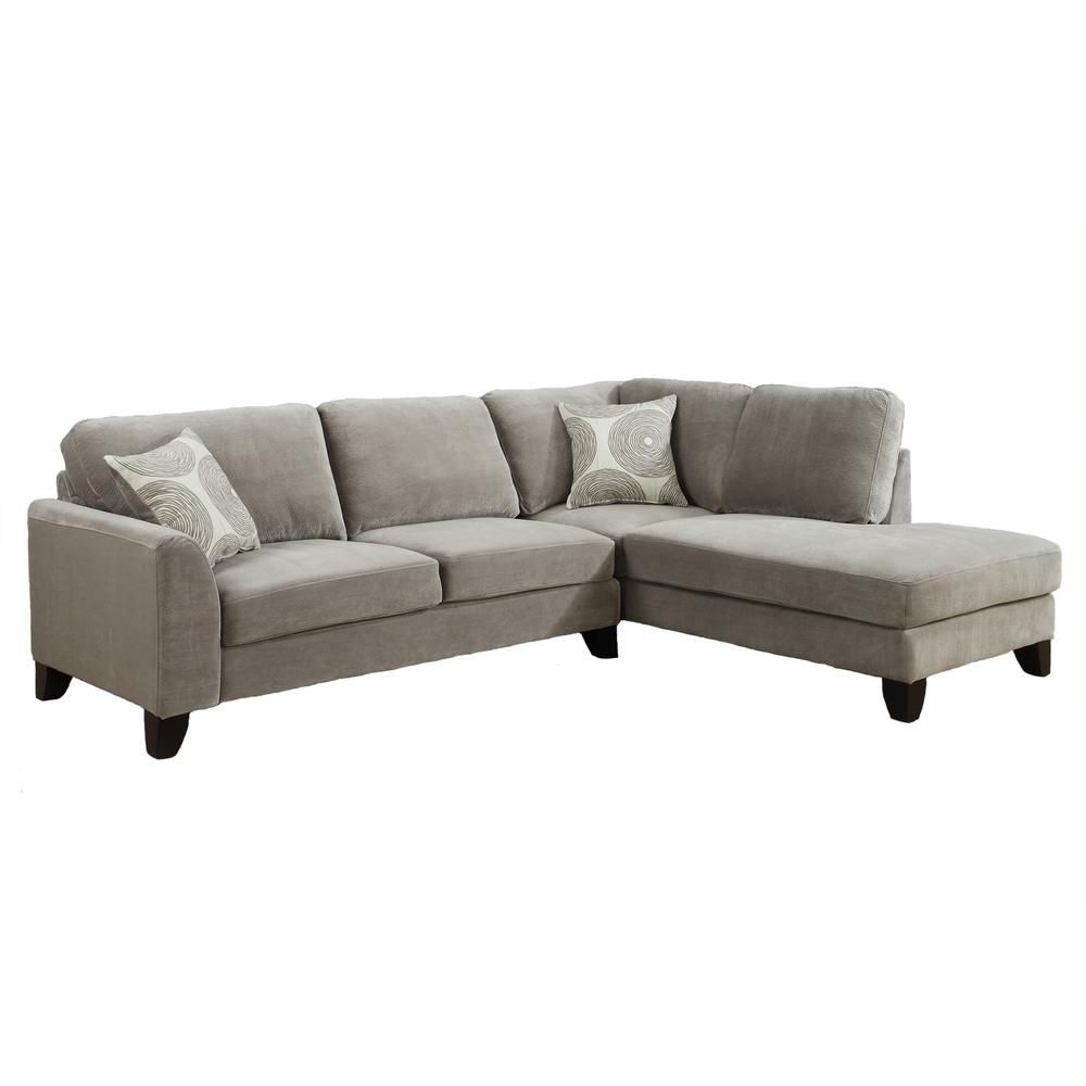 Malibu Soft Microfiber 2 Piece Sectional In Dove Gray 01 33c 13 608 In Karen 3 Piece Sectionals (View 21 of 30)