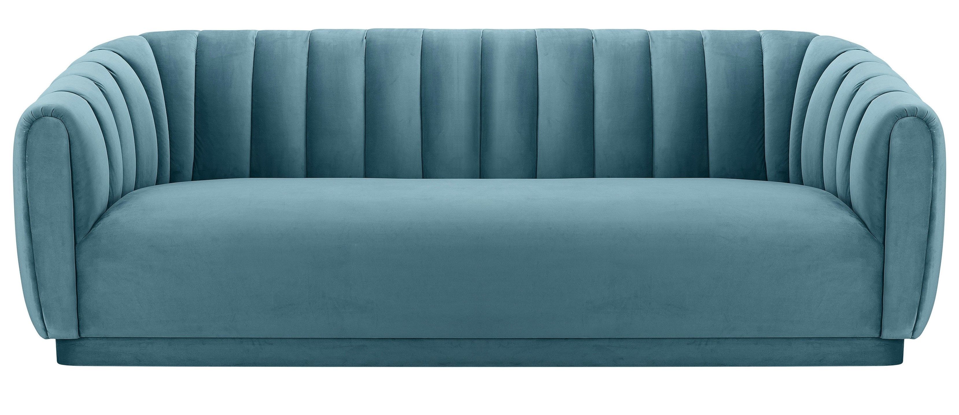 Marissa Velvet Sofa, Sea Blue Throughout Marissa Ii 3 Piece Sectionals (View 23 of 30)