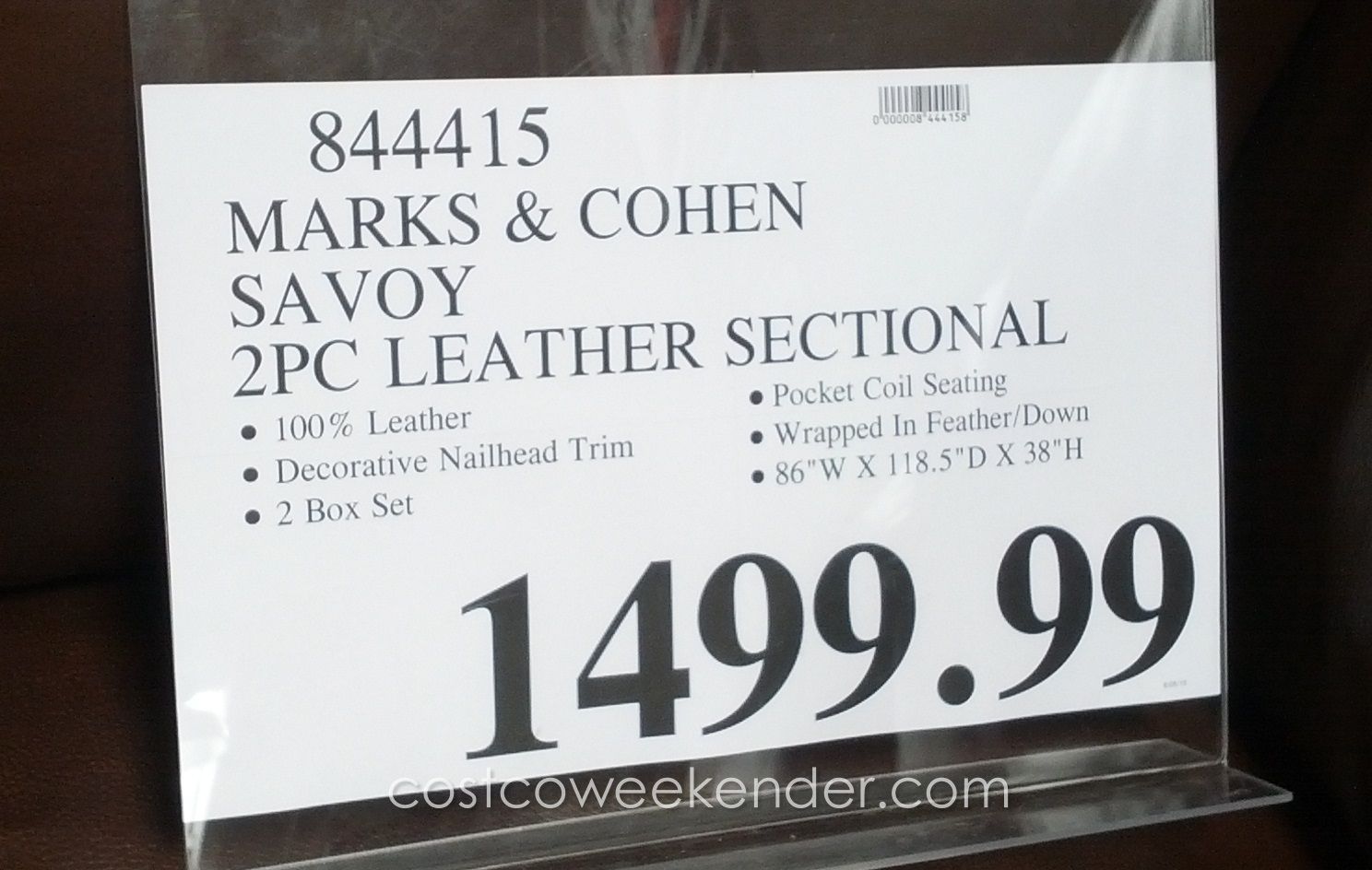 Marks & Cohen Savoy 2 Piece Leather Sectional Couch | Costco Weekender Regarding Cohen Down 2 Piece Sectionals (Photo 28 of 30)