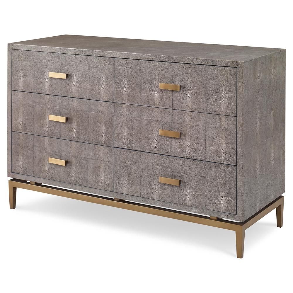 Mr. Brown Odette Modern Grey Faux Shagreen Brass Dresser | Kathy Kuo Within Corrugated Natural 6 Door Sideboards (Photo 20 of 30)