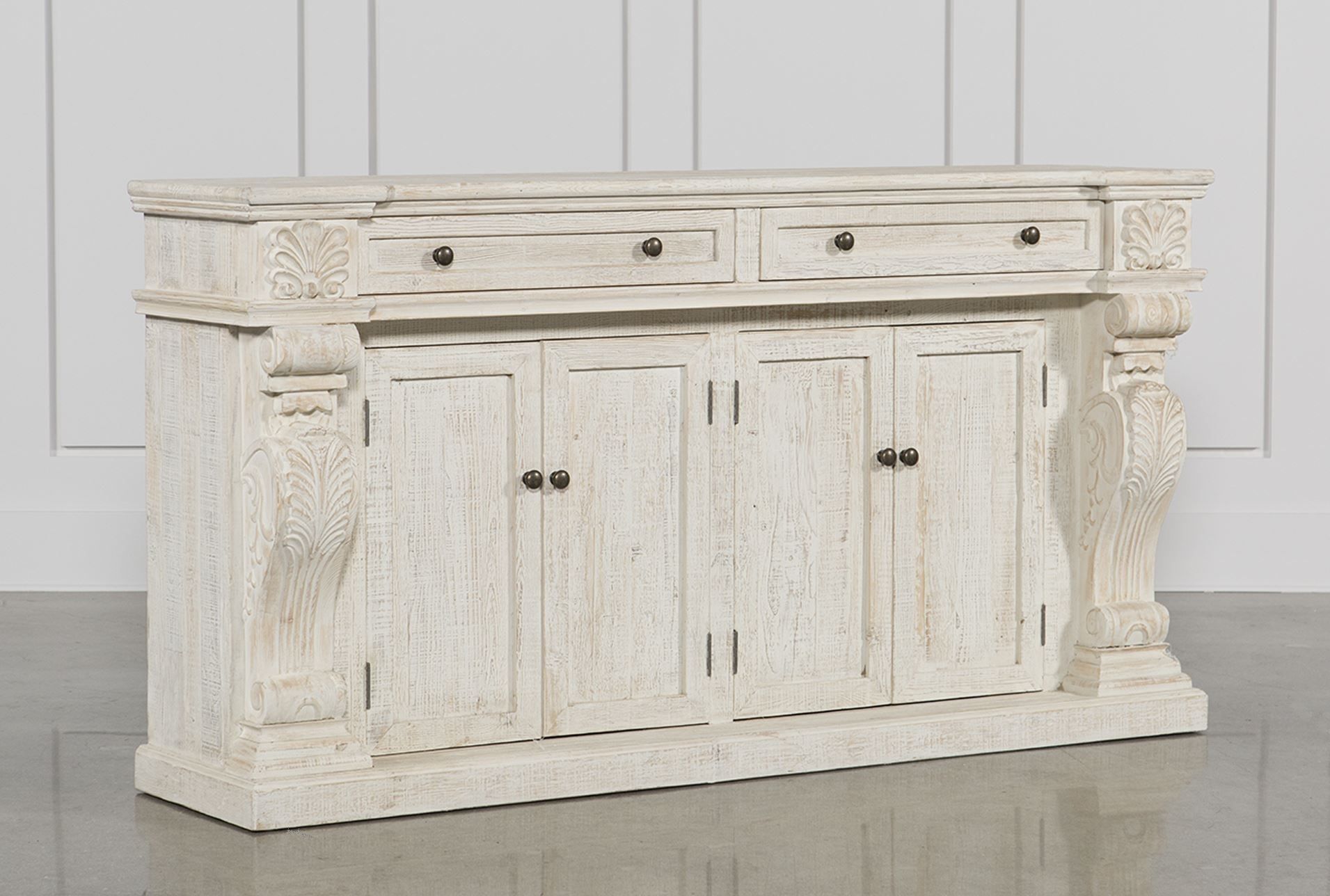 Otb White Wash 4door3drawer Glass Sideboard Home Intended For Neeja 3 Door Sideboards (View 16 of 23)