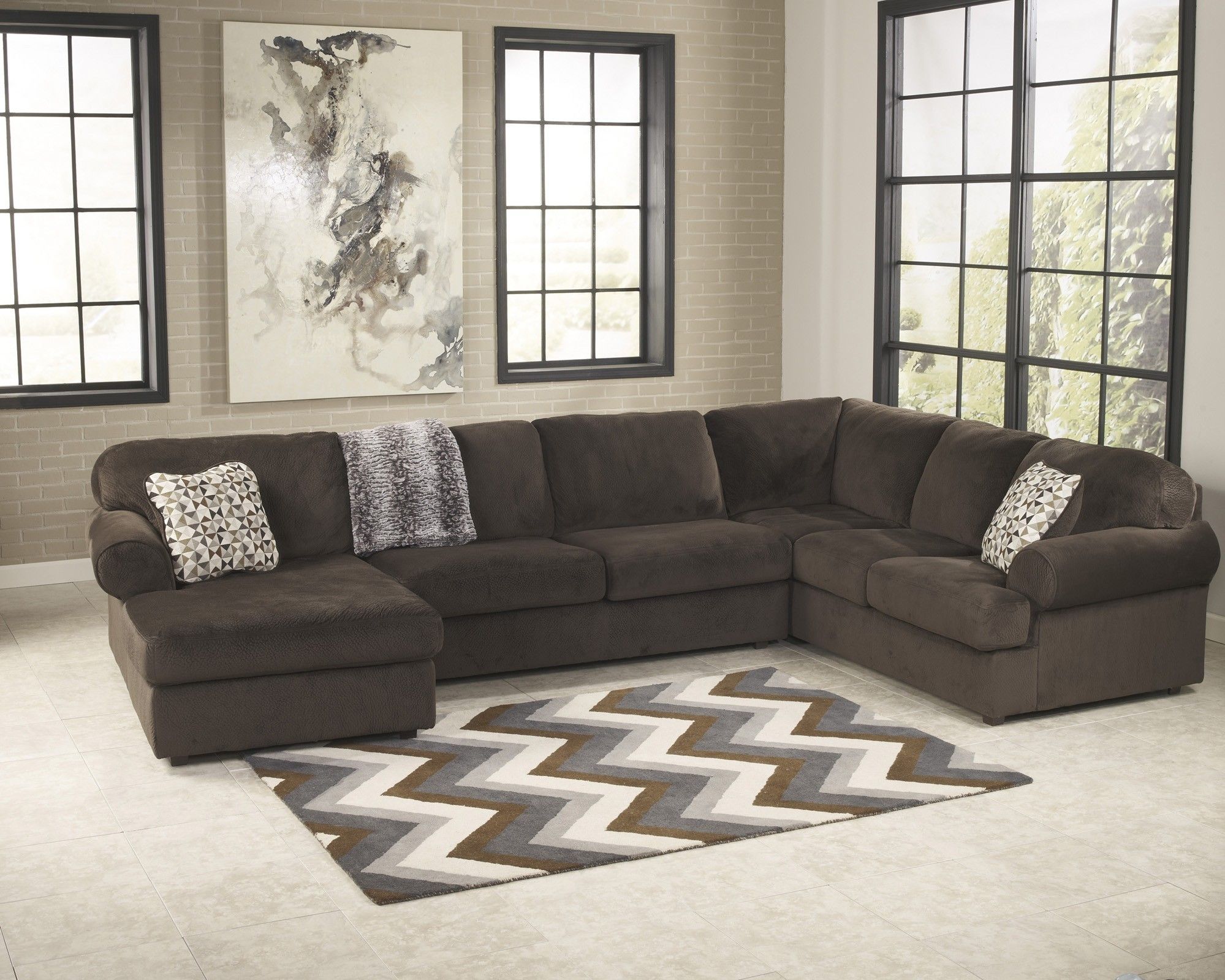 Piece Sectional Sofas Awesome Jessa Place Chocolate Sofa For Within Throughout Meyer 3 Piece Sectionals With Raf Chaise (View 11 of 30)