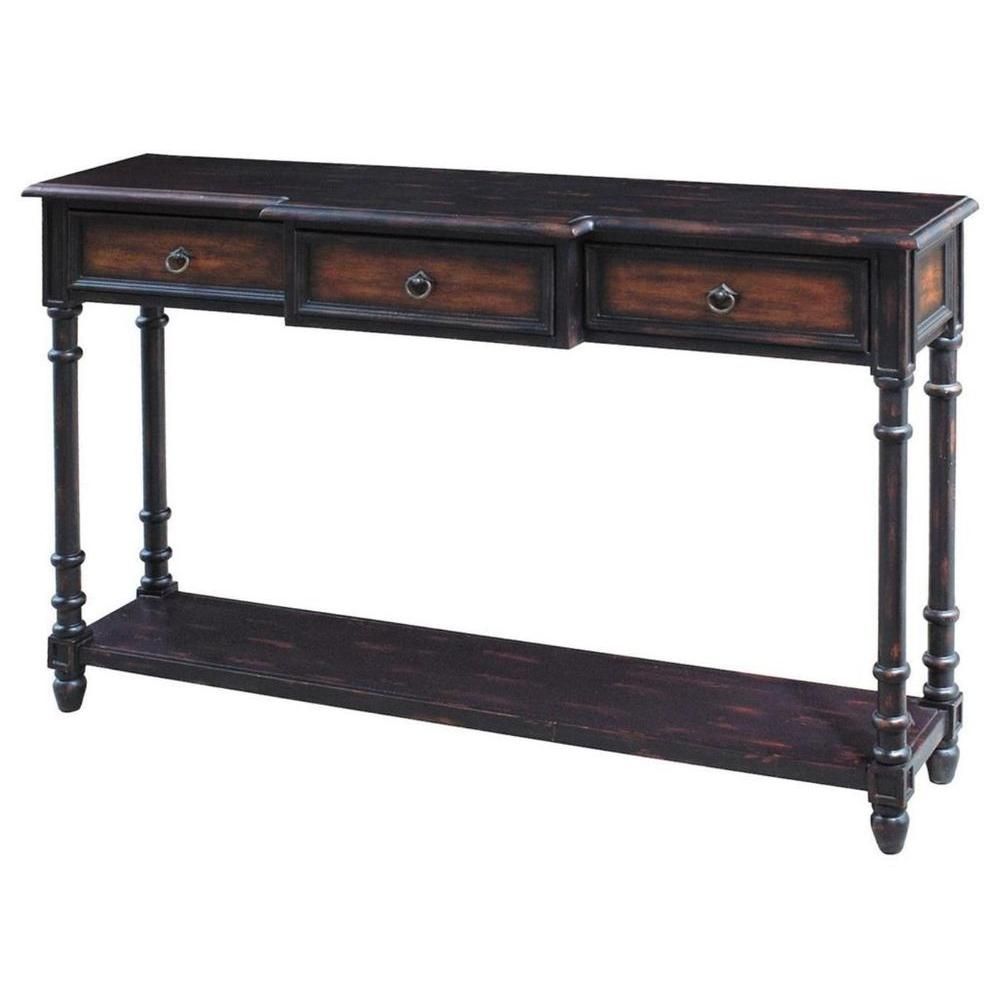 Pulaski Furniture Worn Black With Cherry Storage Console Table Ds In Rustic Black &amp; Zebra Pine Sideboards (View 19 of 30)