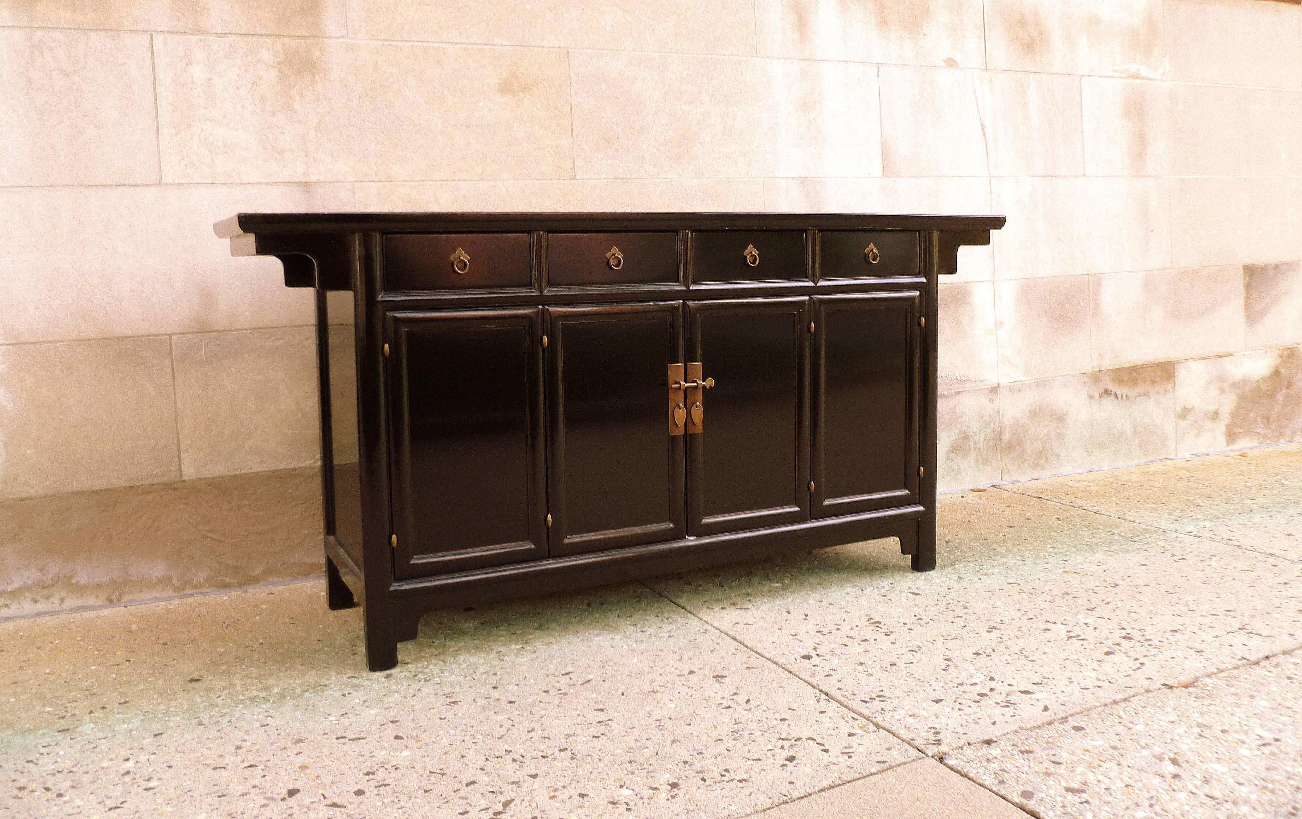 Refined Black Lacquer Sideboard For Sale At 1stdibs Inside Metal Refinement 4 Door Sideboards (View 21 of 30)
