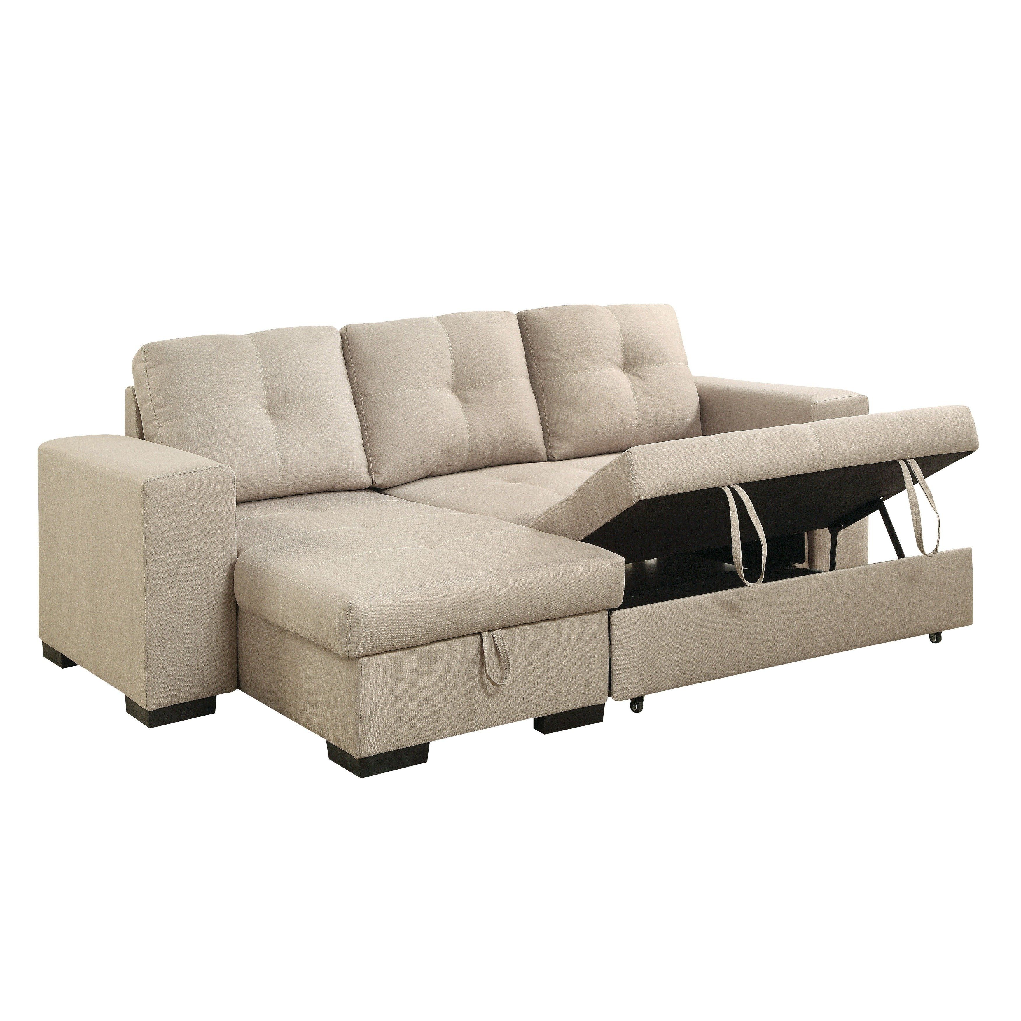 Reversible Sofa Bed | Baci Living Room Pertaining To Taren Reversible Sofa/chaise Sleeper Sectionals With Storage Ottoman (View 7 of 30)