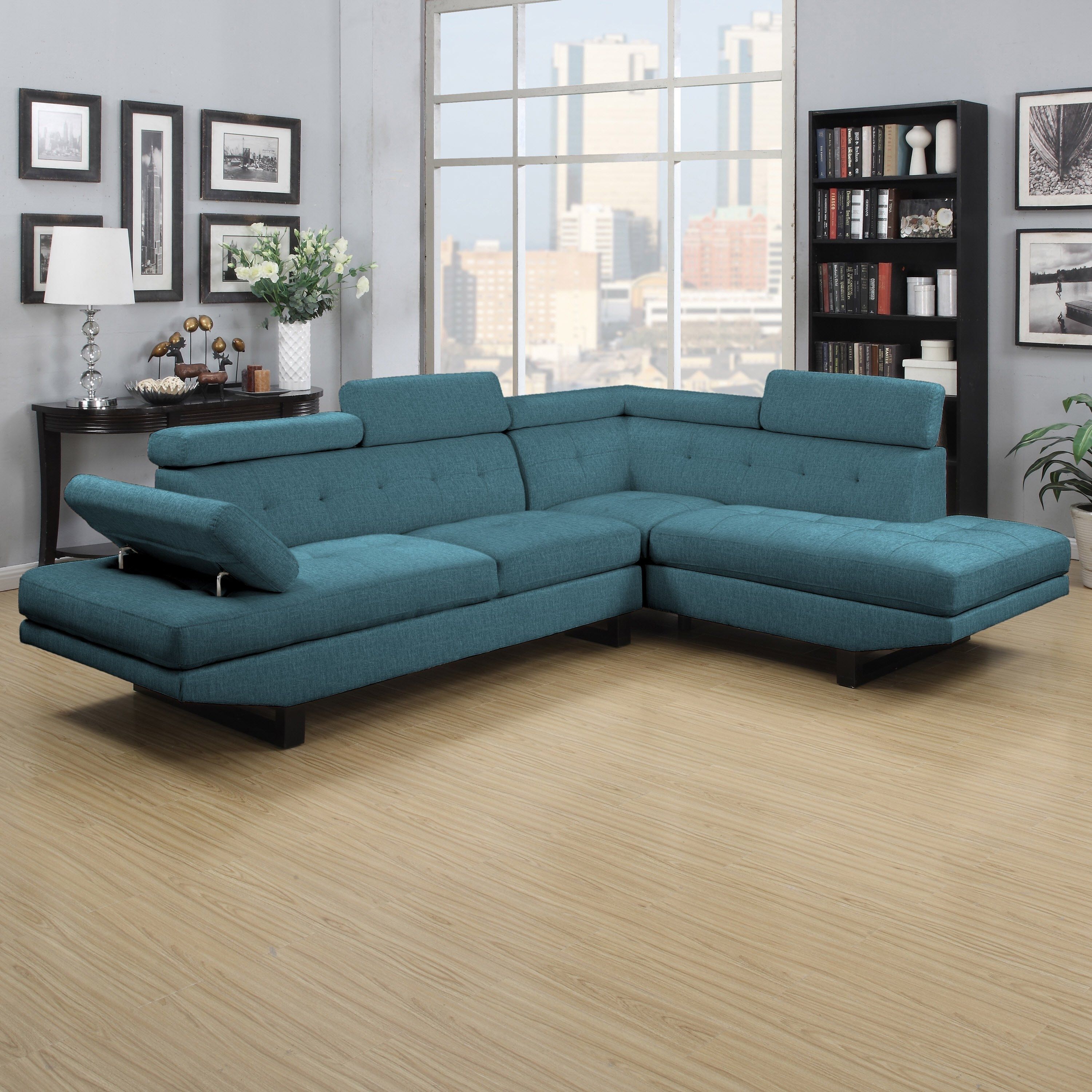 Shop Clay Alder Home Pope Street Caribbean Blue Linen 2 Piece Within Alder 4 Piece Sectionals (View 11 of 30)